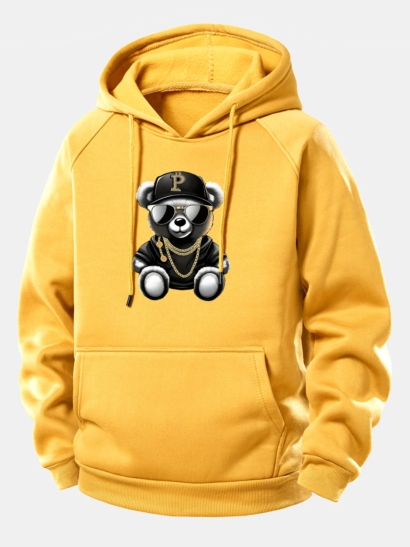 Hip Hop Bär Druck Kordelzug Kapuzenpullover - Image 6