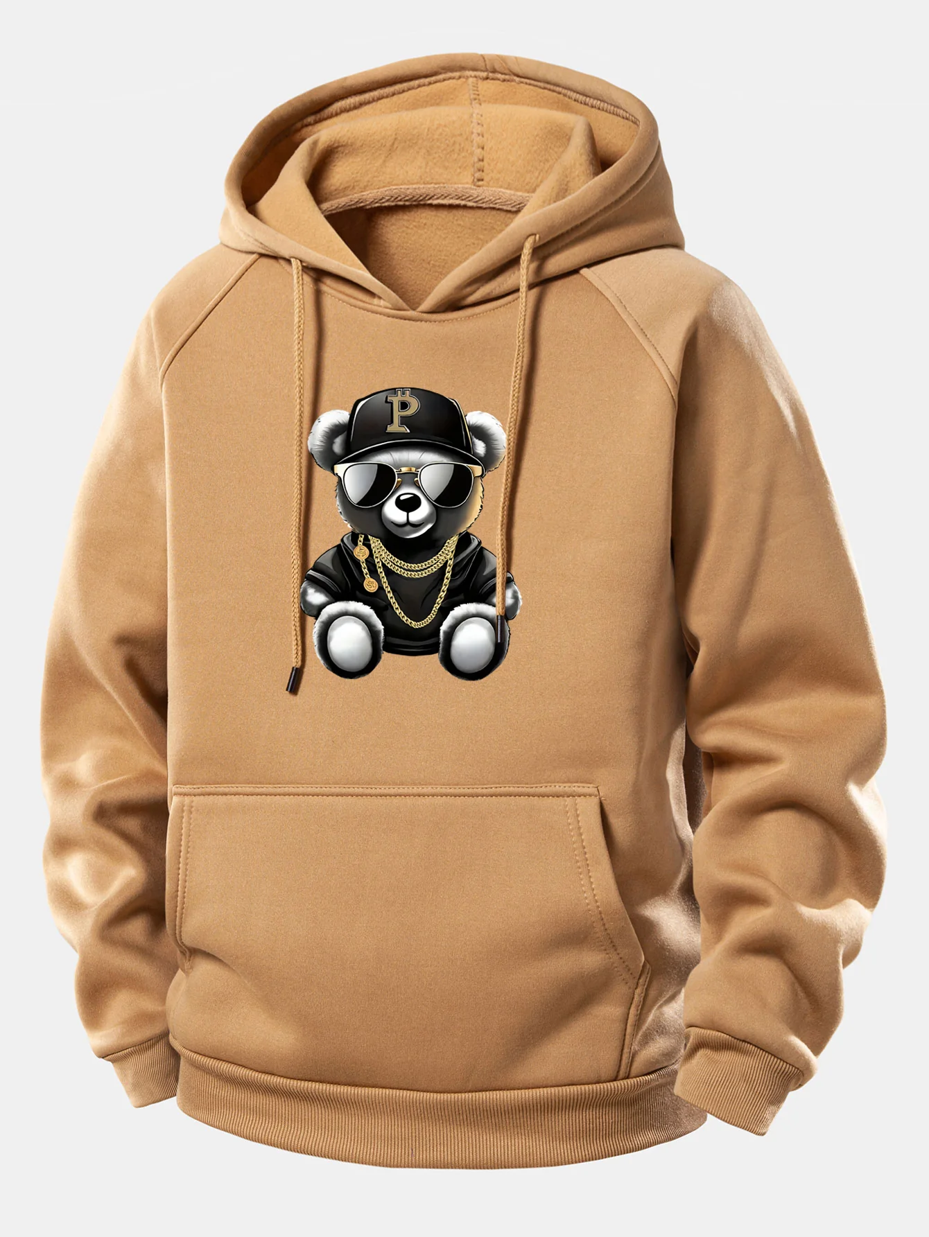 Hip Hop Bär Druck Kordelzug Kapuzenpullover - Image 7