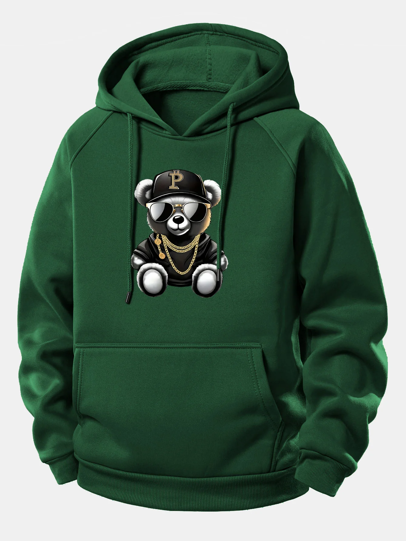 Hip Hop Bär Druck Kordelzug Kapuzenpullover - Image 9