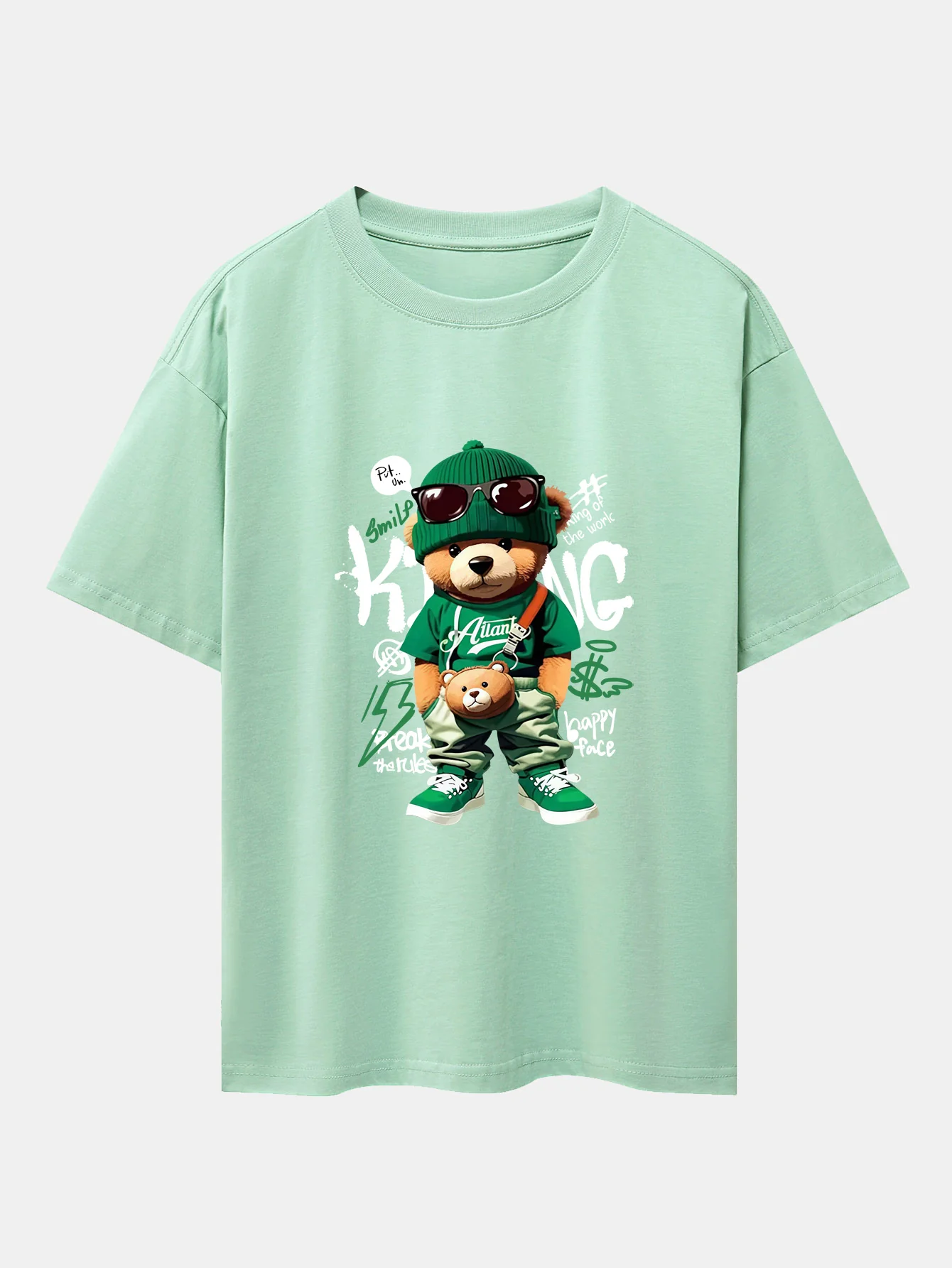 Graffiti Bären Druck Drop Shoulder Oversize T-Shirt - Image 10
