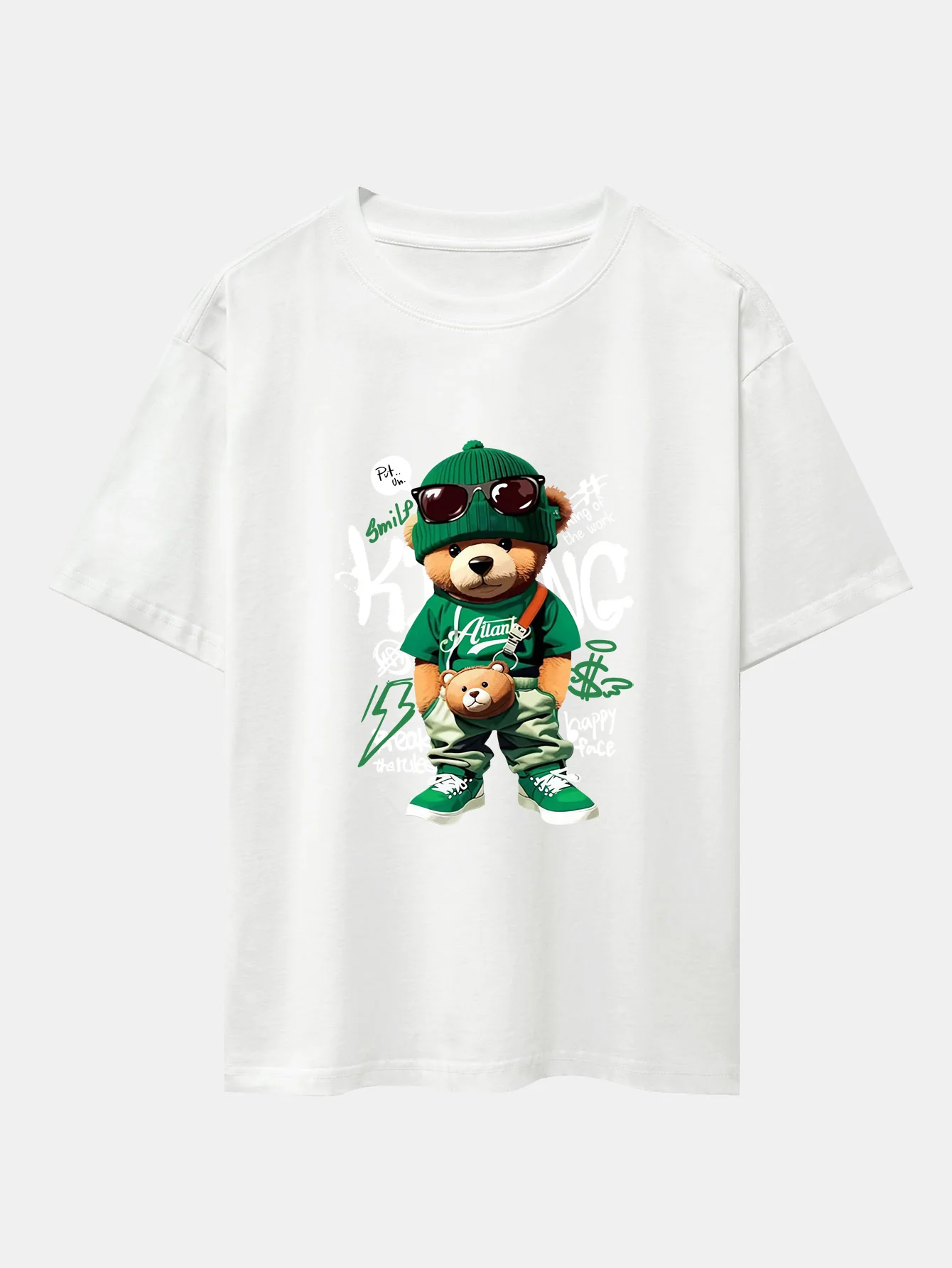 Graffiti Bären Druck Drop Shoulder Oversize T-Shirt - Image 11