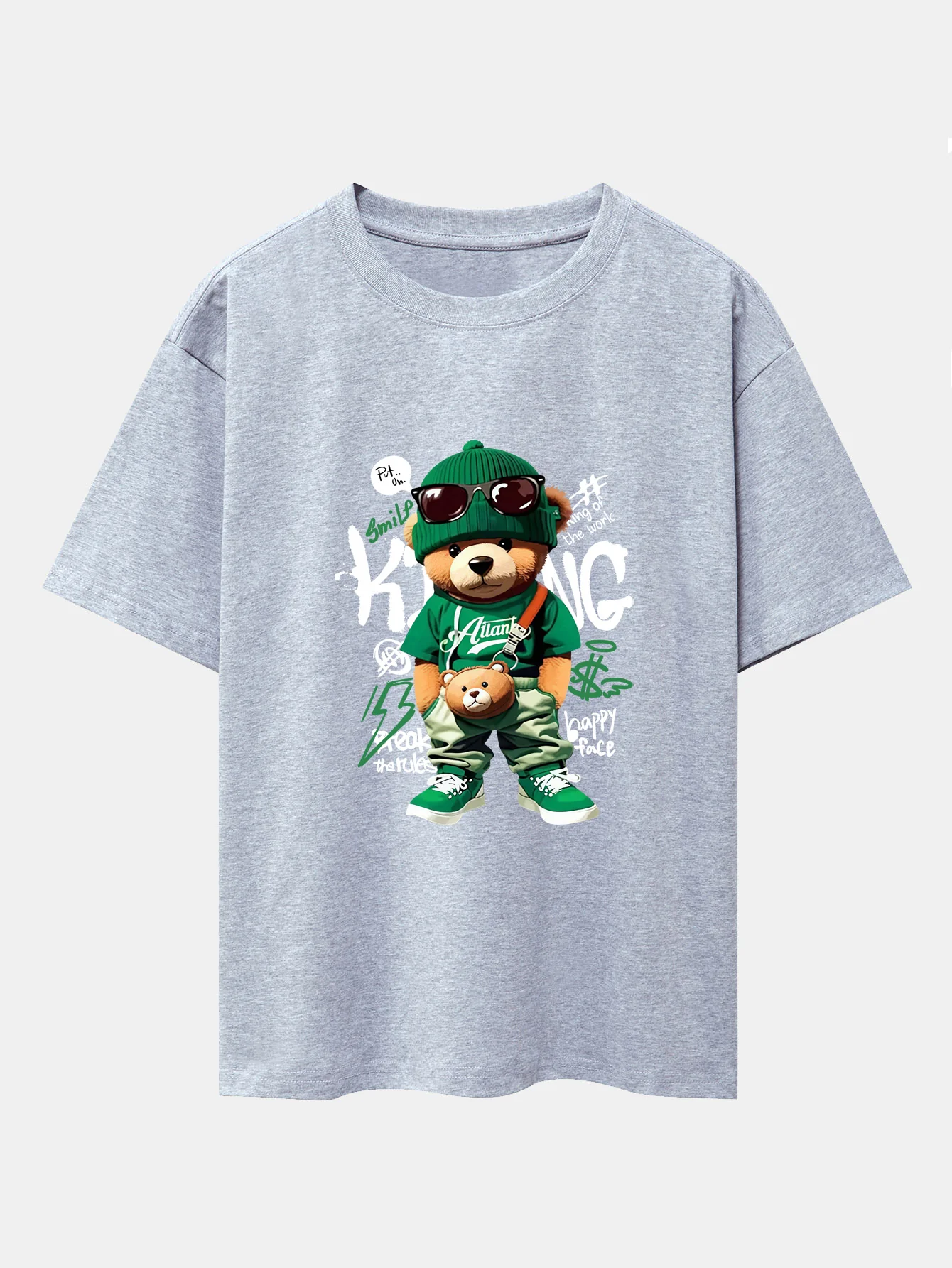 Graffiti Bären Druck Drop Shoulder Oversize T-Shirt - Image 13