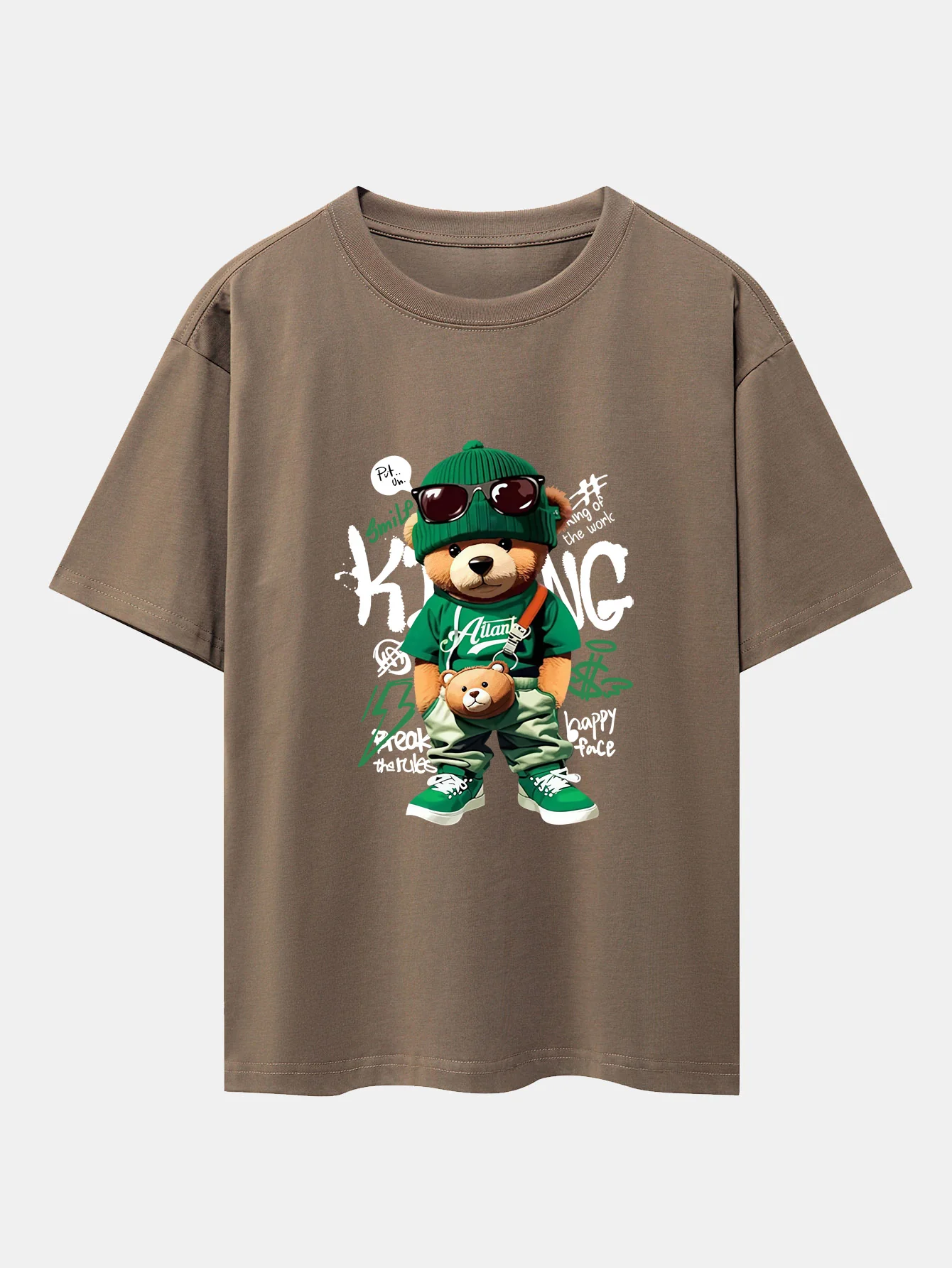 Graffiti Bären Druck Drop Shoulder Oversize T-Shirt - Image 3