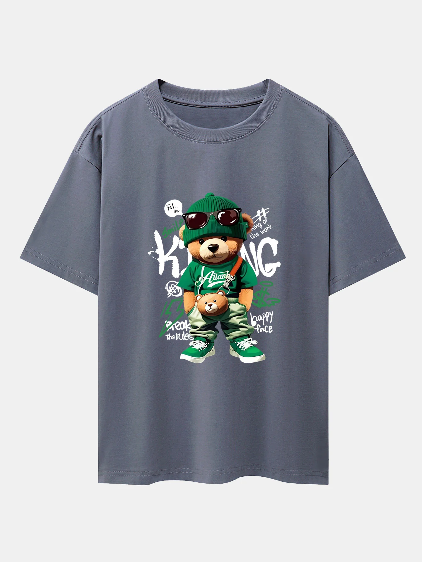 Graffiti Bären Druck Drop Shoulder Oversize T-Shirt - Image 4