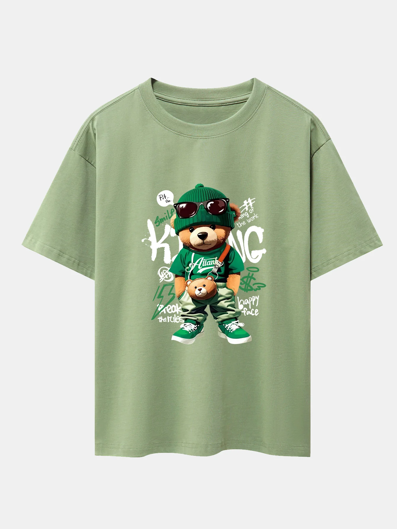 Graffiti Bären Druck Drop Shoulder Oversize T-Shirt - Image 6
