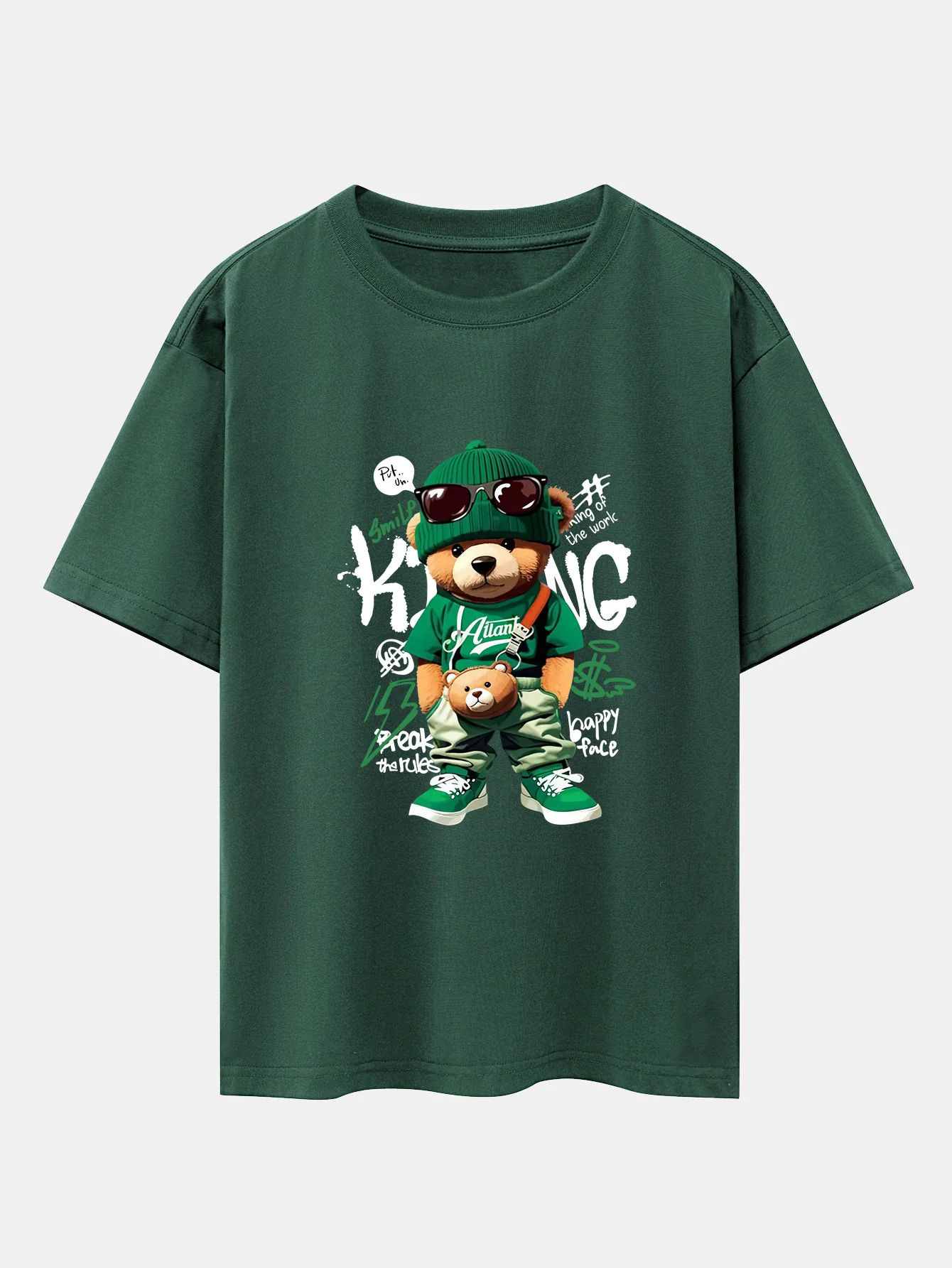 Graffiti Bären Druck Drop Shoulder Oversize T-Shirt - Image 7