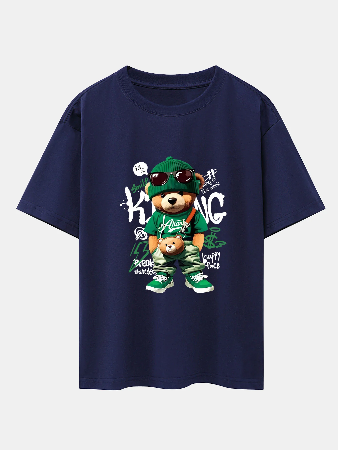Graffiti Bären Druck Drop Shoulder Oversize T-Shirt - Image 8