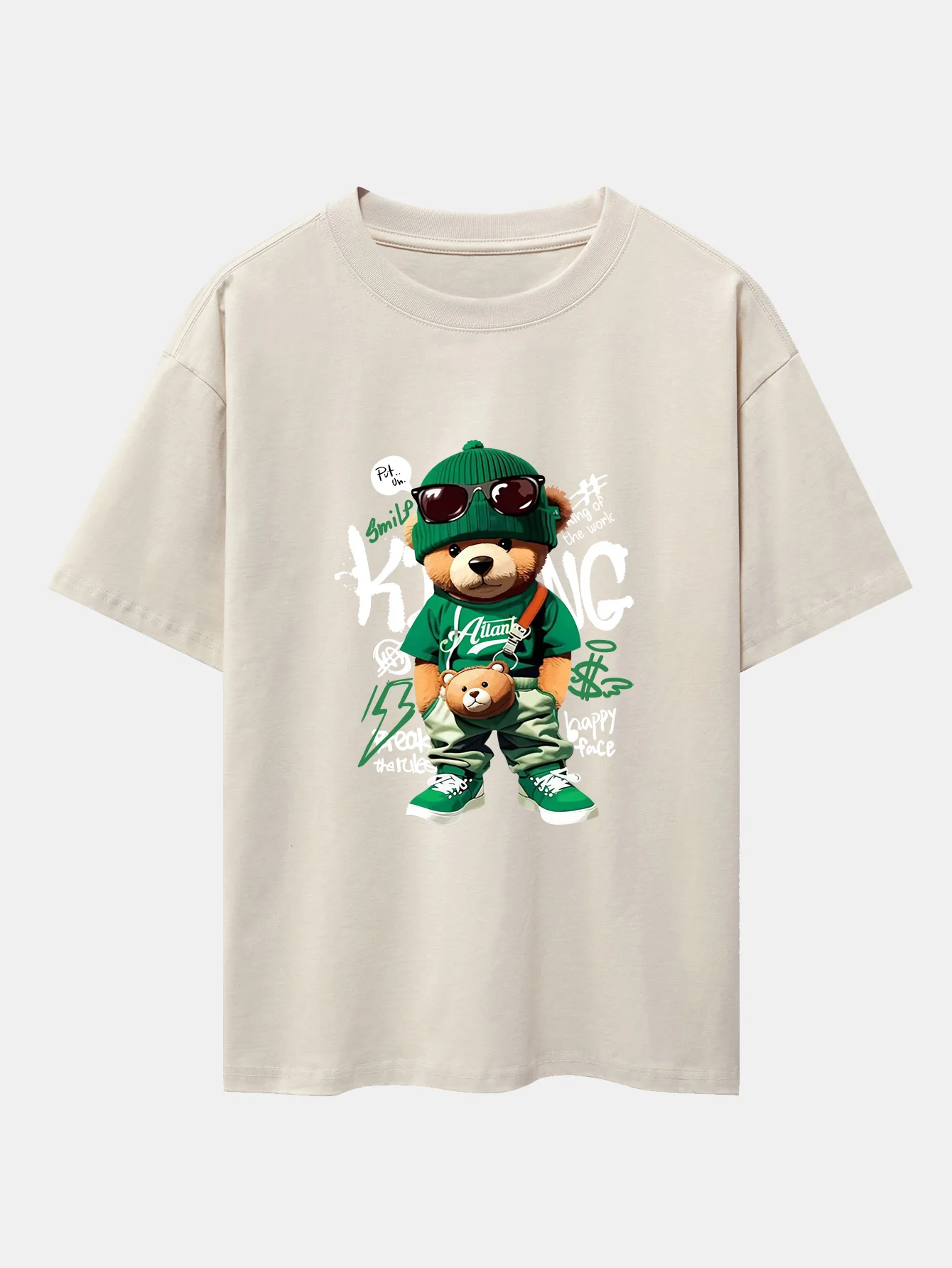 Graffiti Bären Druck Drop Shoulder Oversize T-Shirt - Image 9