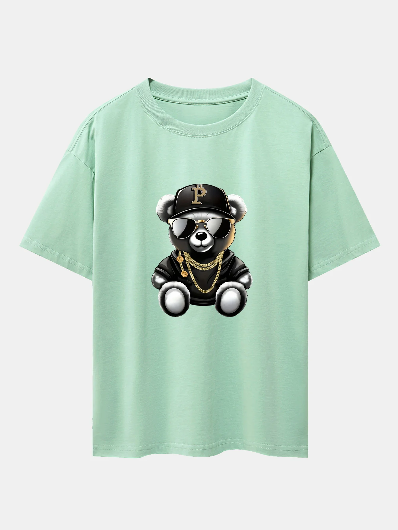 Hip Hop Bären Druck Drop Shoulder Oversize T-Shirt - Image 10