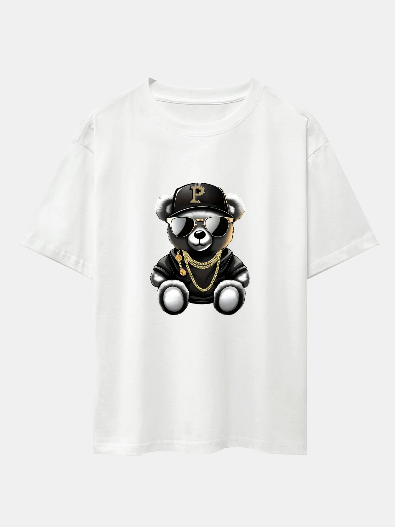 Hip Hop Bären Druck Drop Shoulder Oversize T-Shirt - Image 11