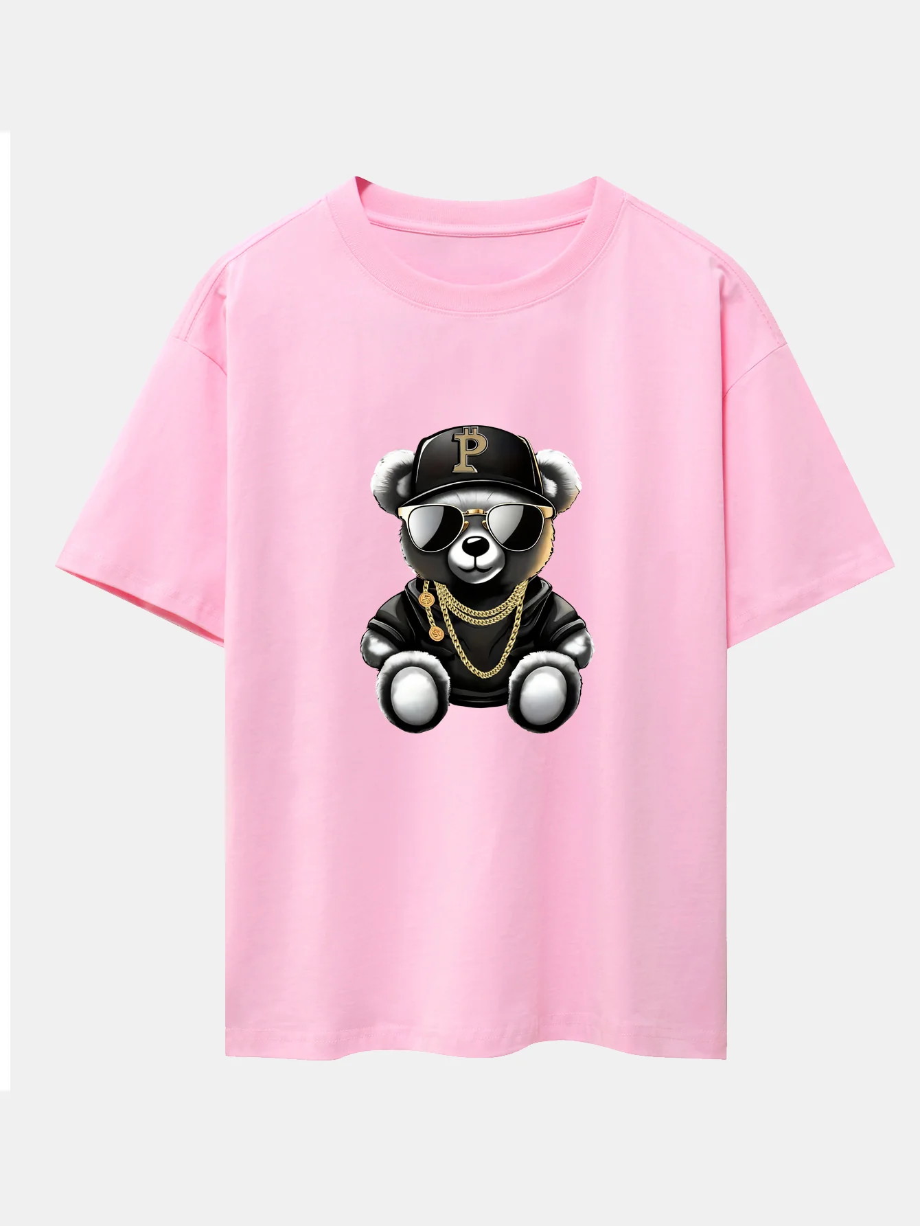 Hip Hop Bären Druck Drop Shoulder Oversize T-Shirt - Image 12
