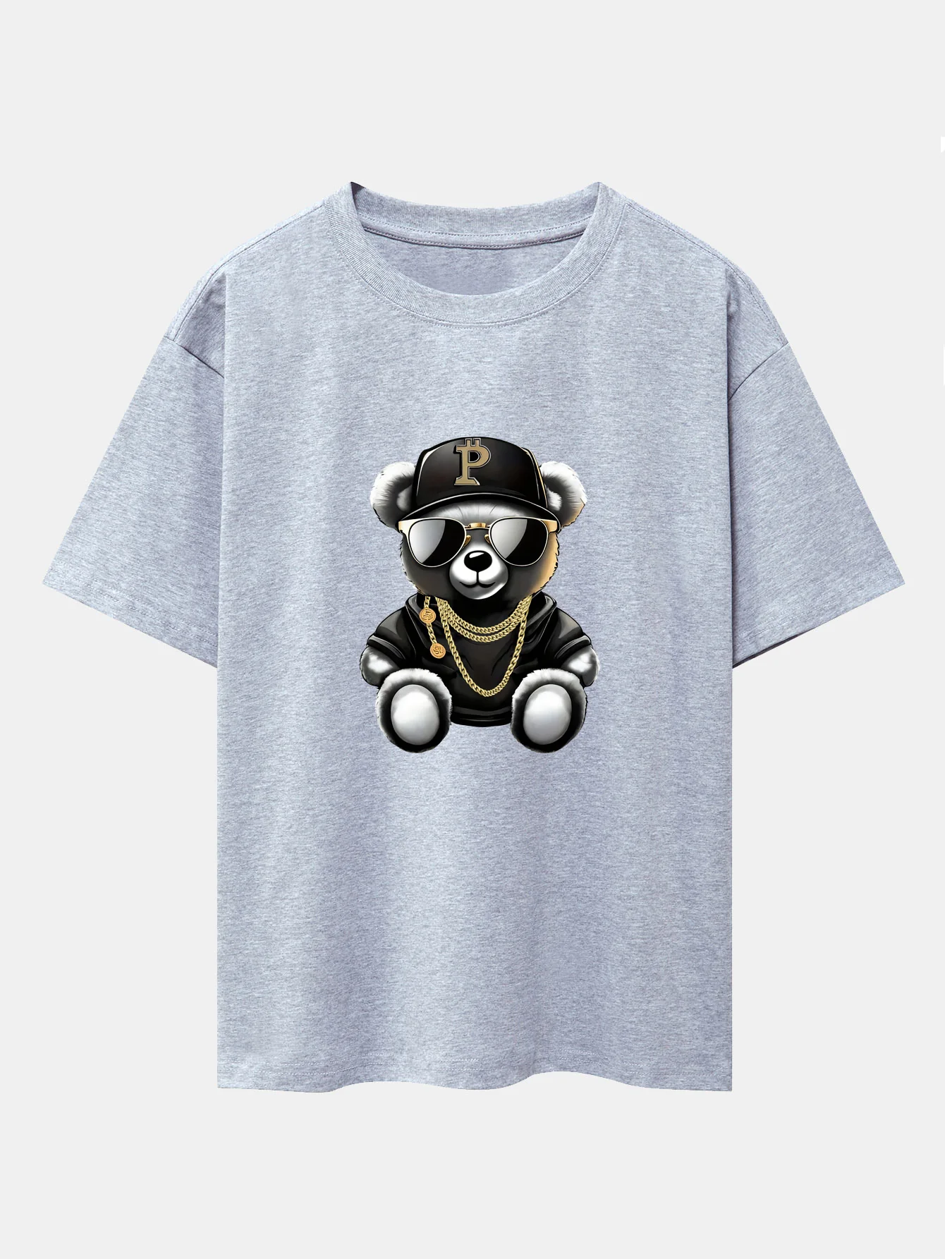 Hip Hop Bären Druck Drop Shoulder Oversize T-Shirt - Image 13