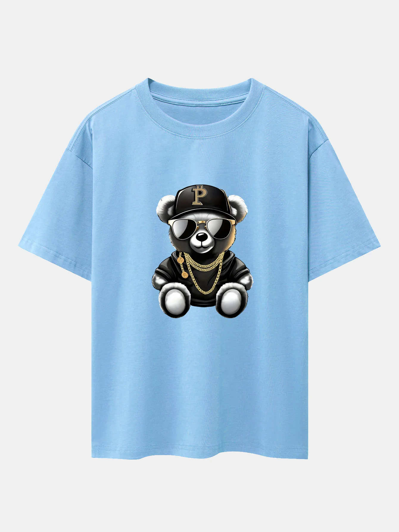 Hip Hop Bären Druck Drop Shoulder Oversize T-Shirt - Image 14