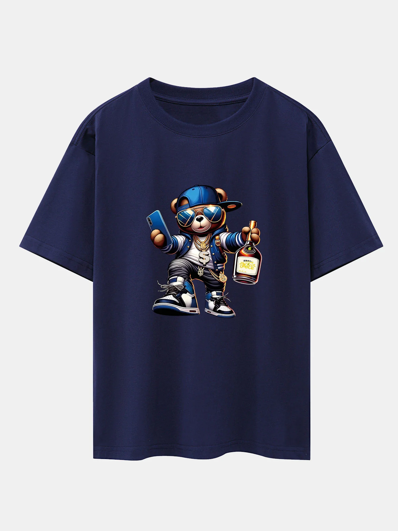 Hip Hop Bären Druck Drop Shoulder Oversize T-Shirt - Image 10