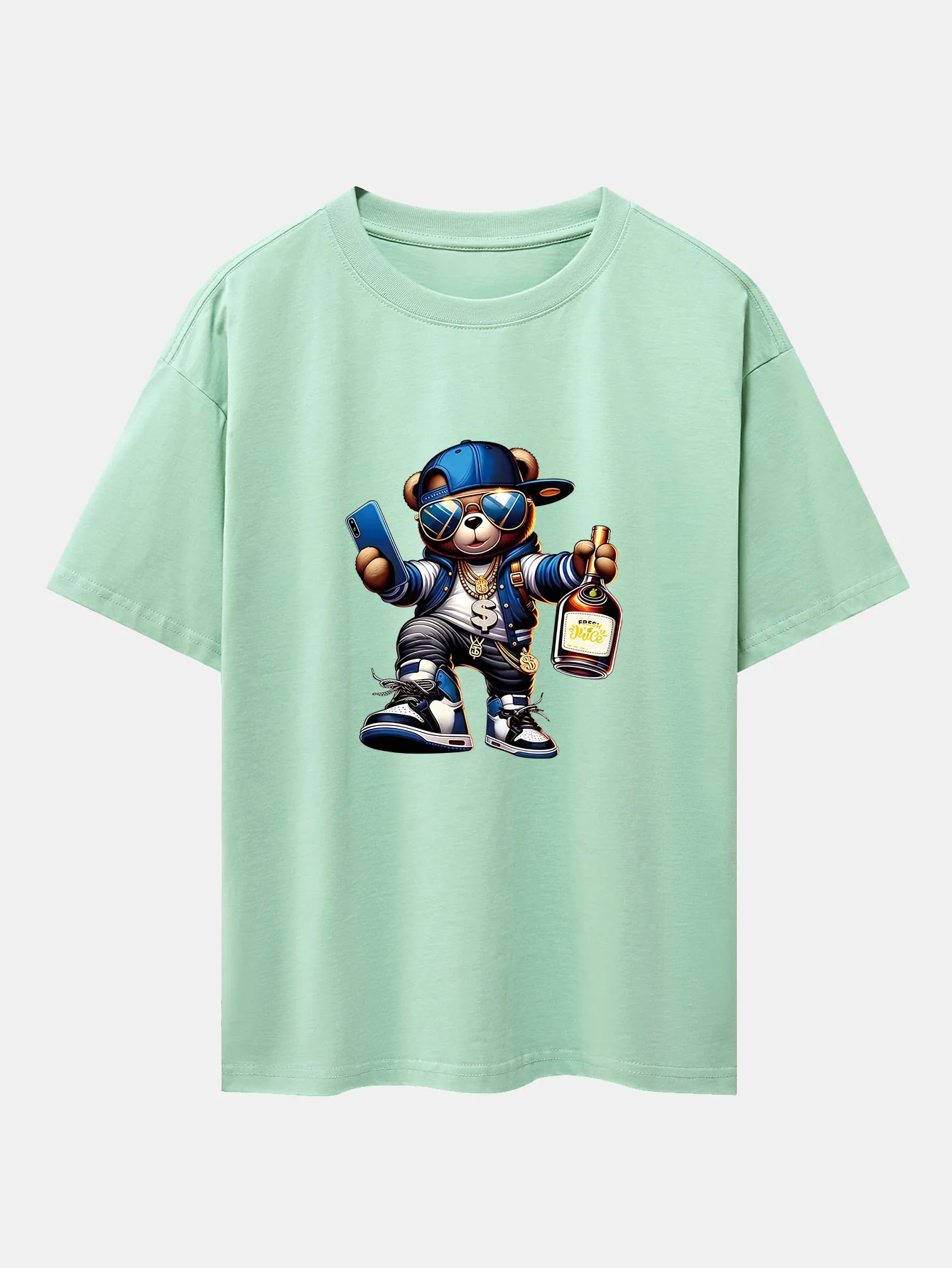 Hip Hop Bären Druck Drop Shoulder Oversize T-Shirt - Image 11