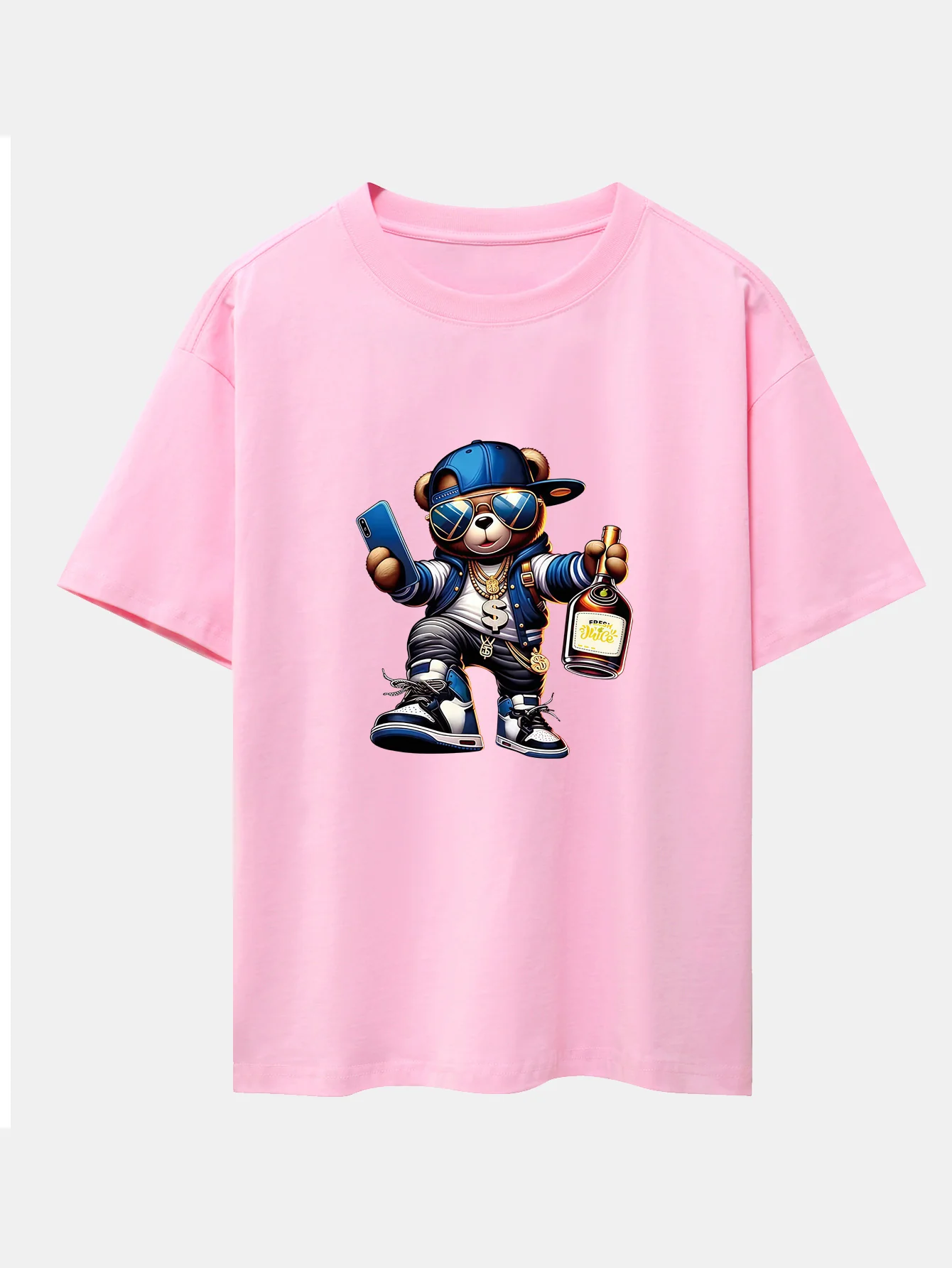 Hip Hop Bären Druck Drop Shoulder Oversize T-Shirt - Image 12