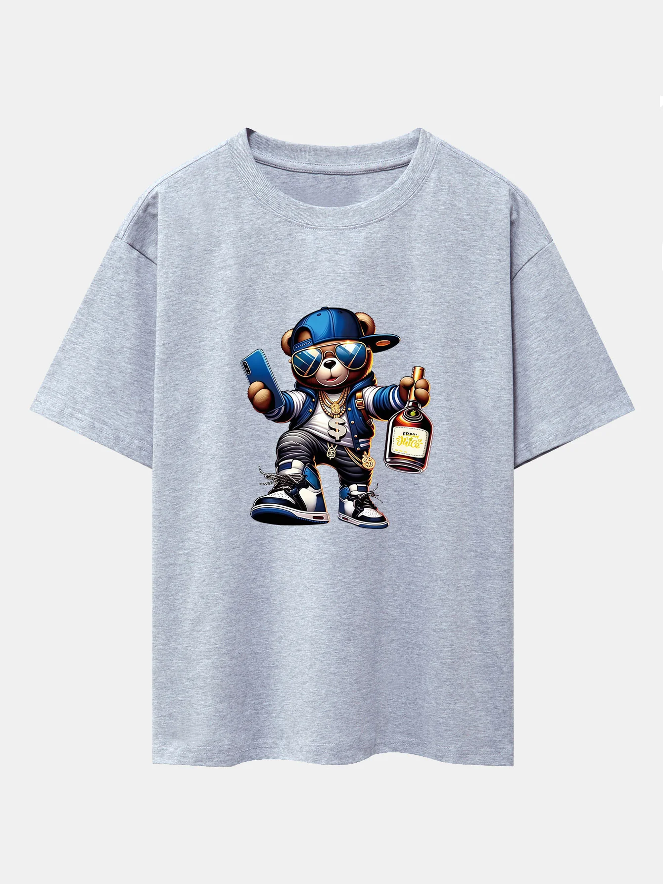 Hip Hop Bären Druck Drop Shoulder Oversize T-Shirt - Image 13