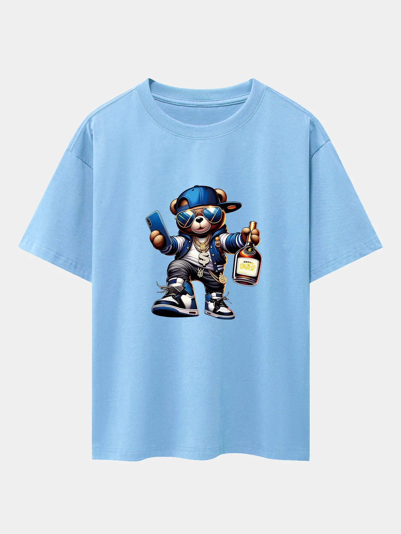 Hip Hop Bären Druck Drop Shoulder Oversize T-Shirt - Image 14