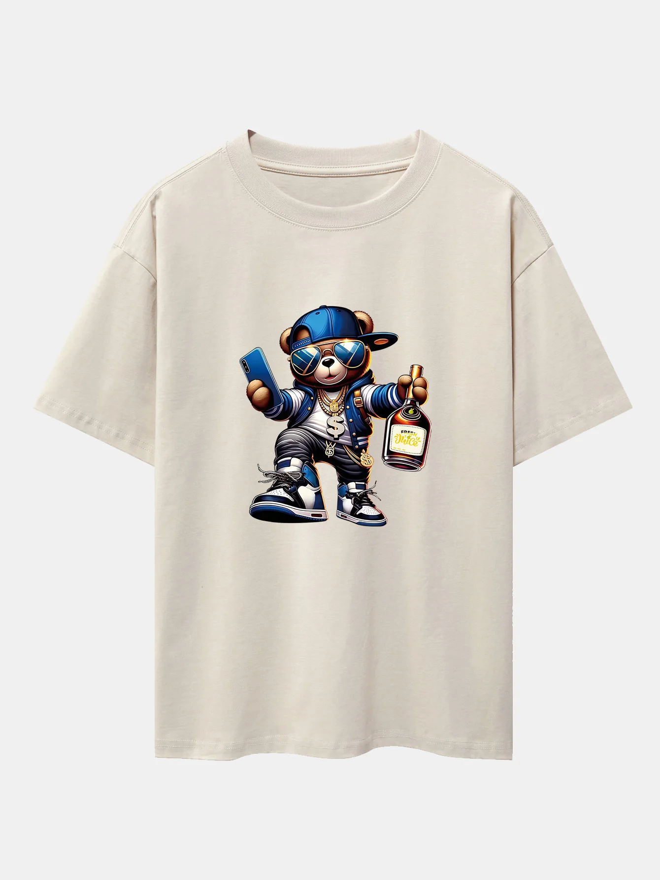 Hip Hop Bären Druck Drop Shoulder Oversize T-Shirt - Image 3