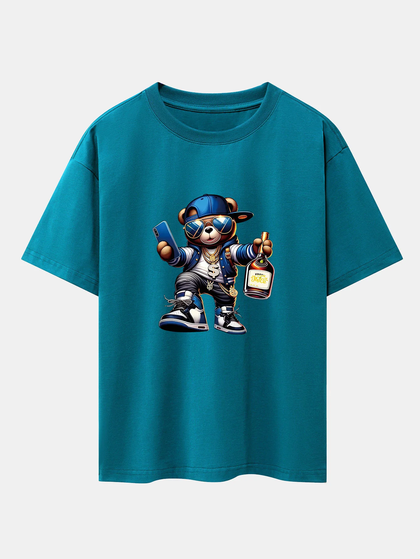 Hip Hop Bären Druck Drop Shoulder Oversize T-Shirt - Image 4