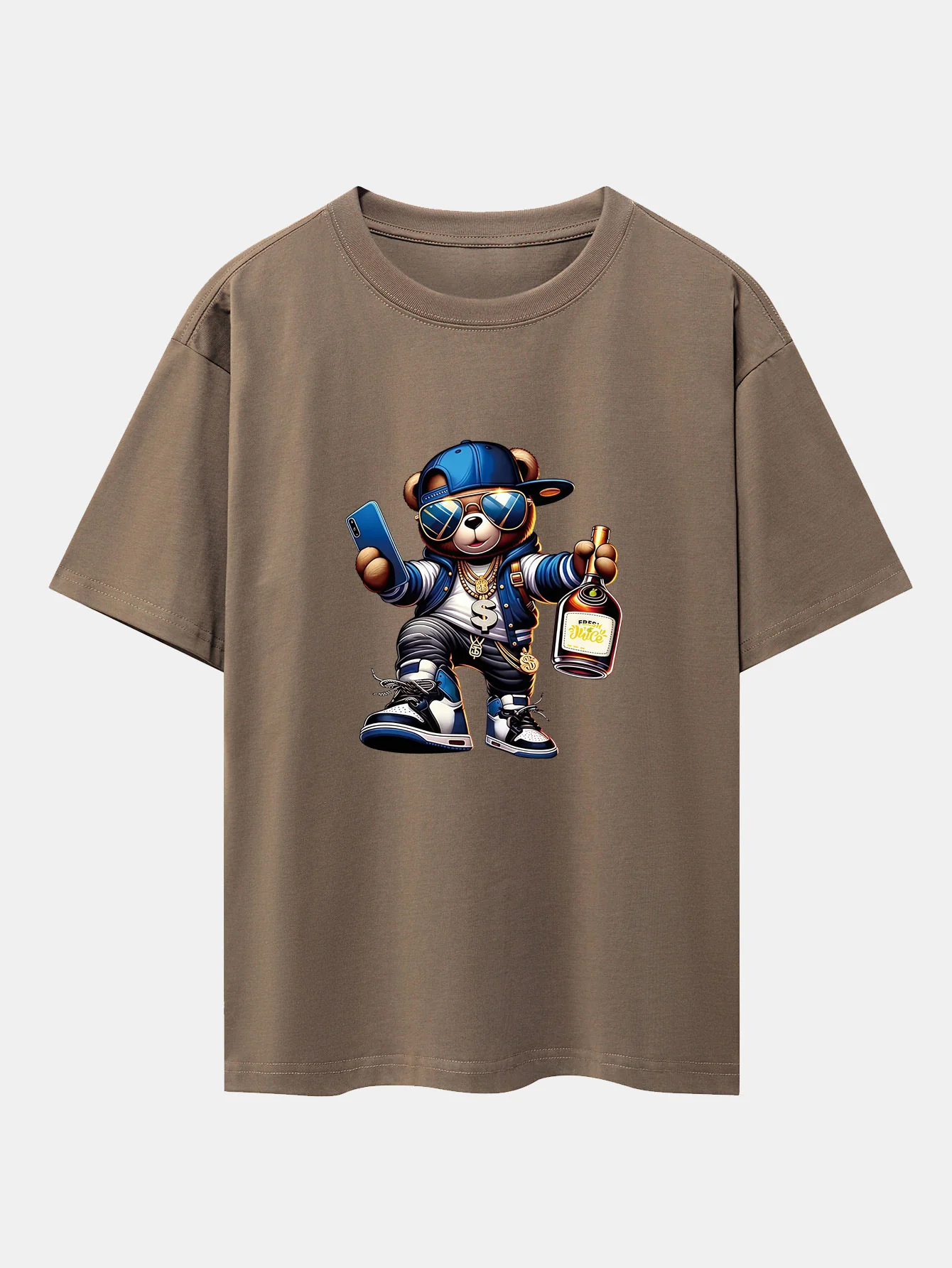 Hip Hop Bären Druck Drop Shoulder Oversize T-Shirt - Image 5