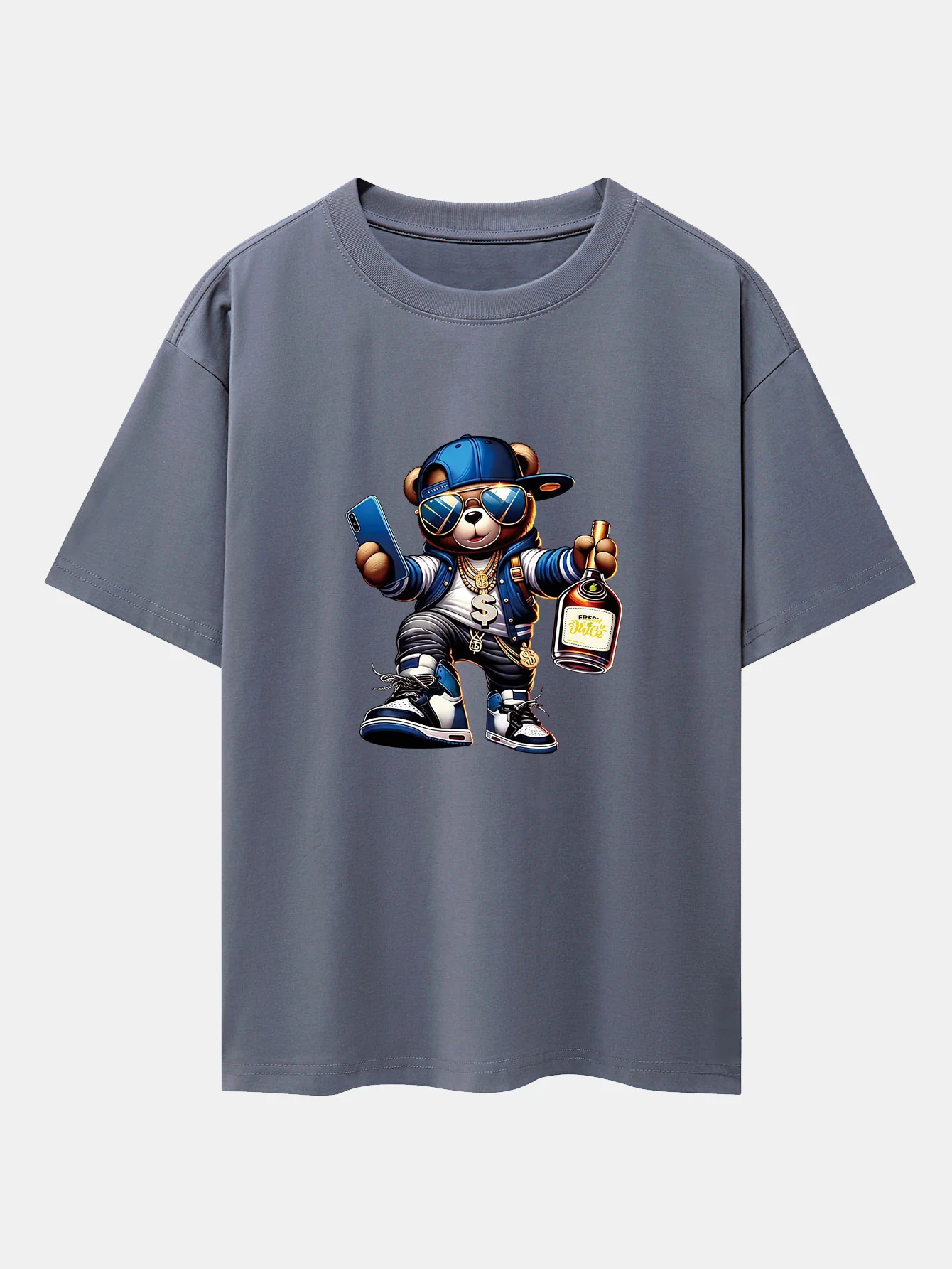Hip Hop Bären Druck Drop Shoulder Oversize T-Shirt - Image 6