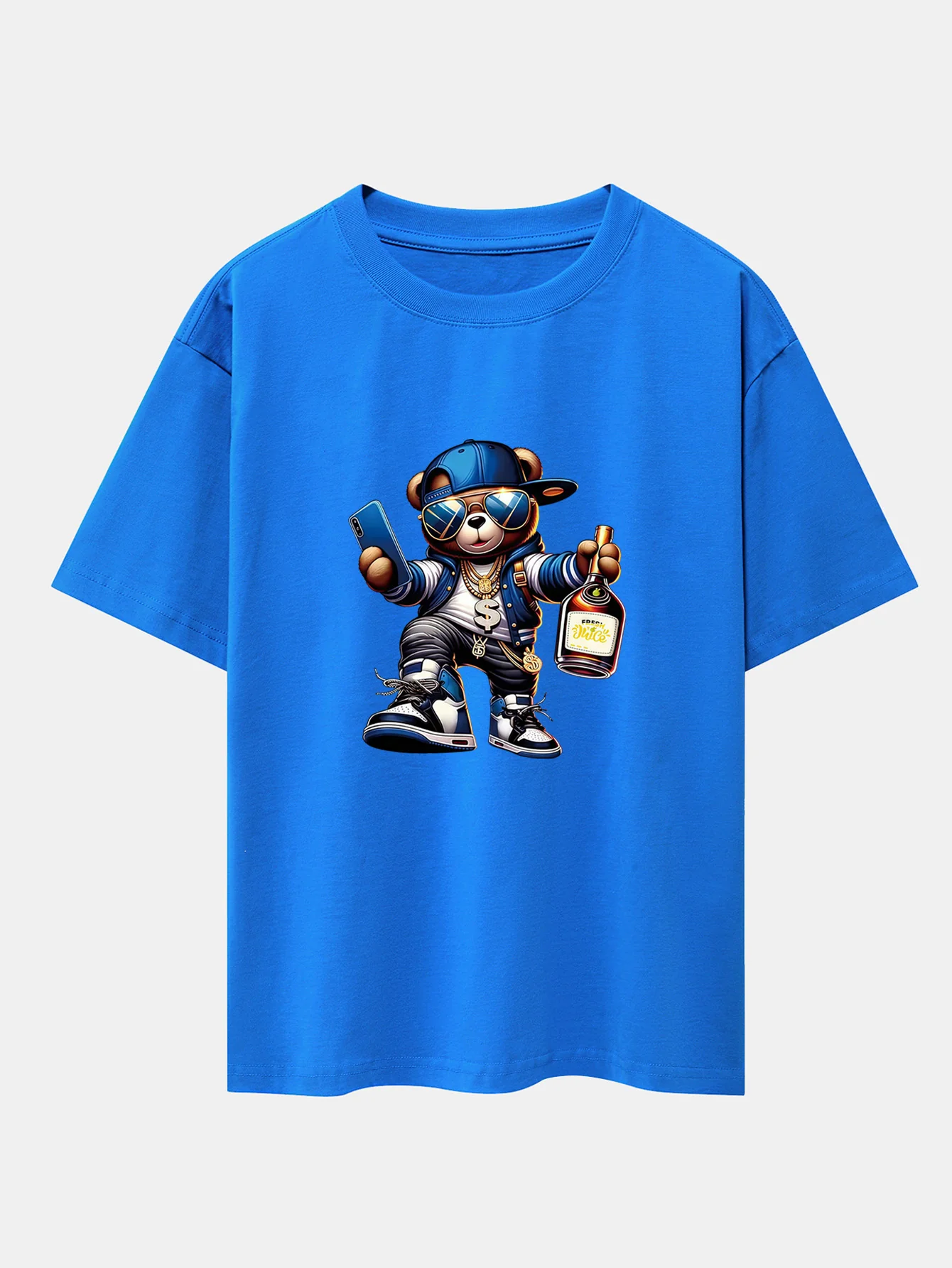 Hip Hop Bären Druck Drop Shoulder Oversize T-Shirt - Image 7