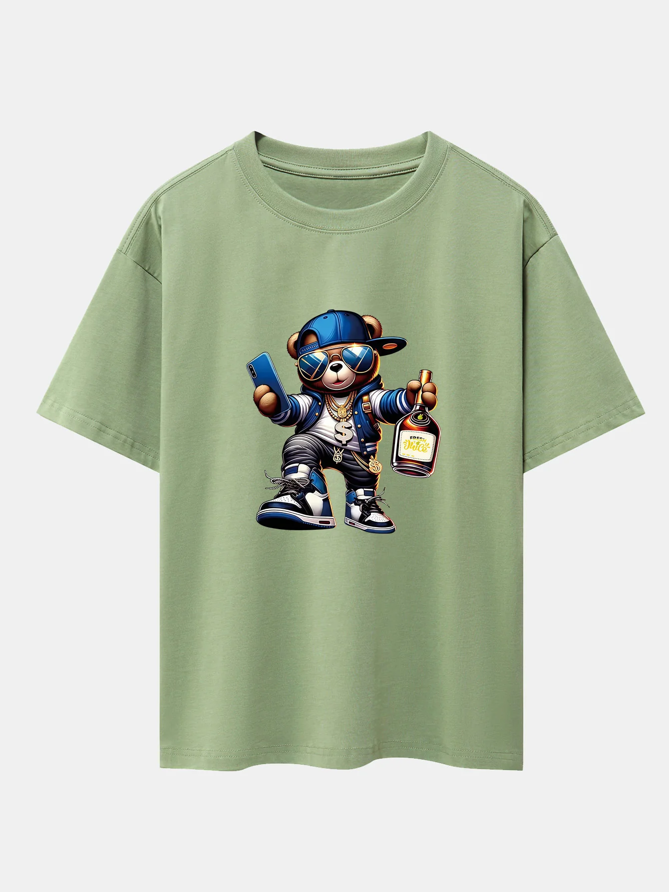 Hip Hop Bären Druck Drop Shoulder Oversize T-Shirt - Image 8