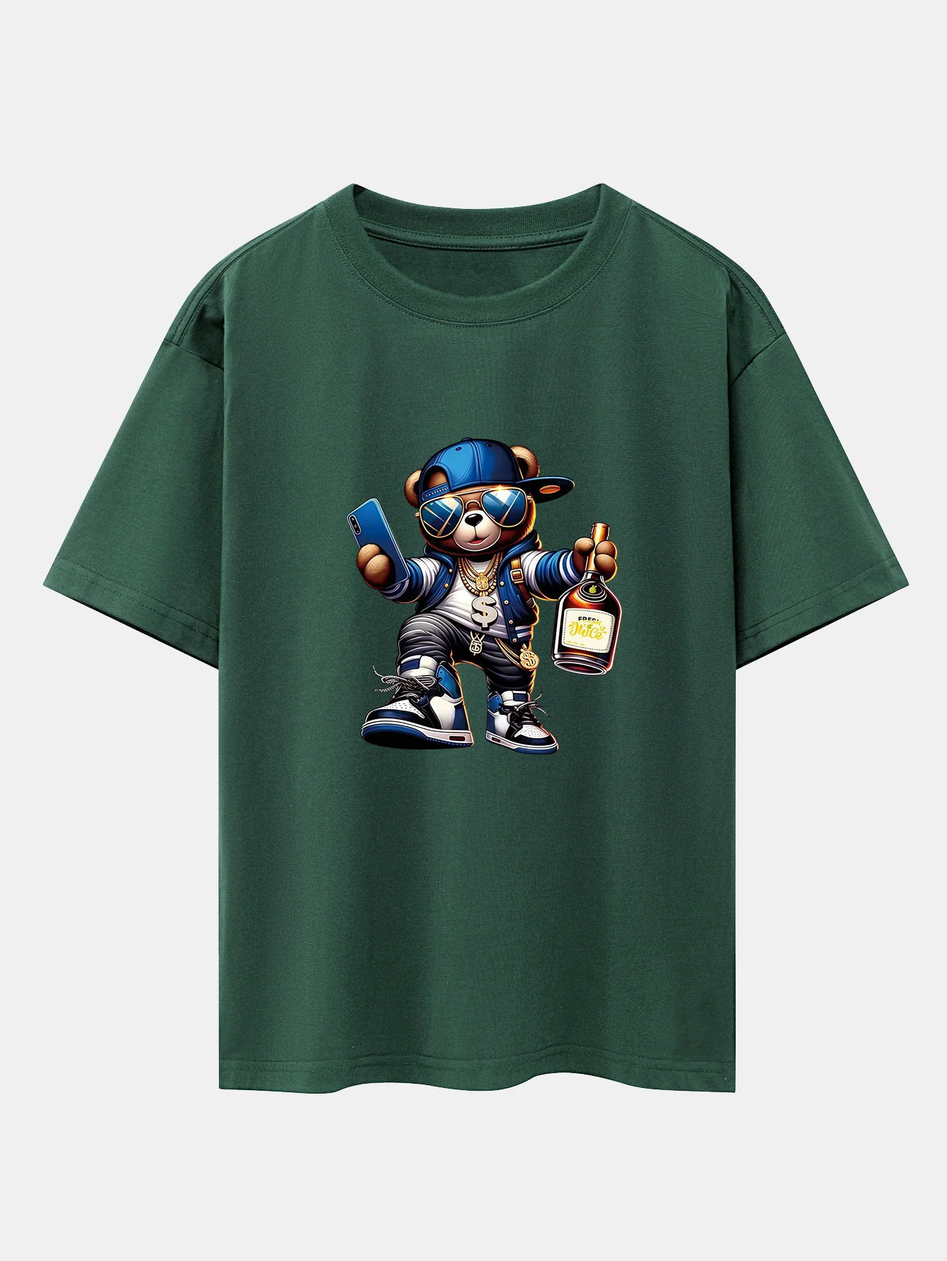 Hip Hop Bären Druck Drop Shoulder Oversize T-Shirt - Image 9