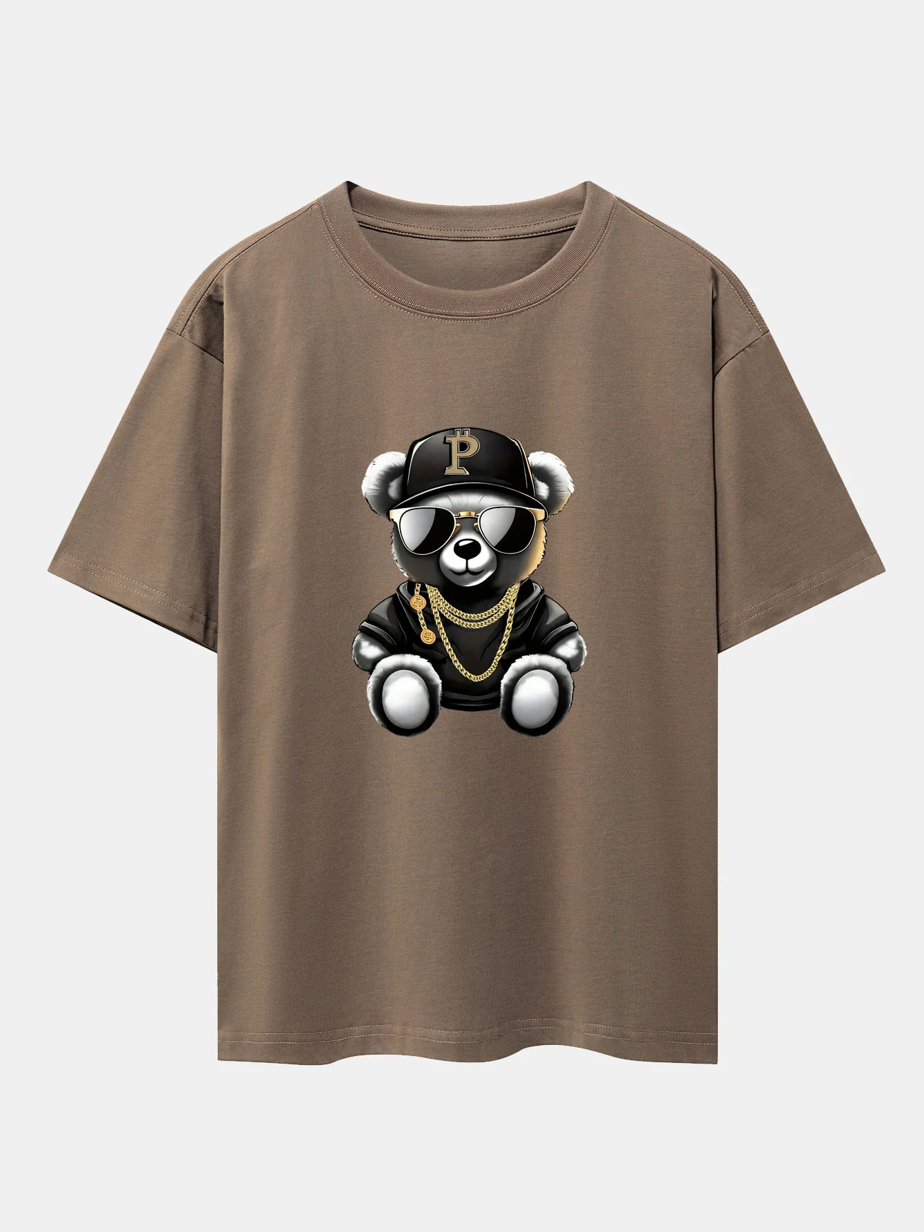 Hip Hop Bären Druck Drop Shoulder Oversize T-Shirt - Image 3