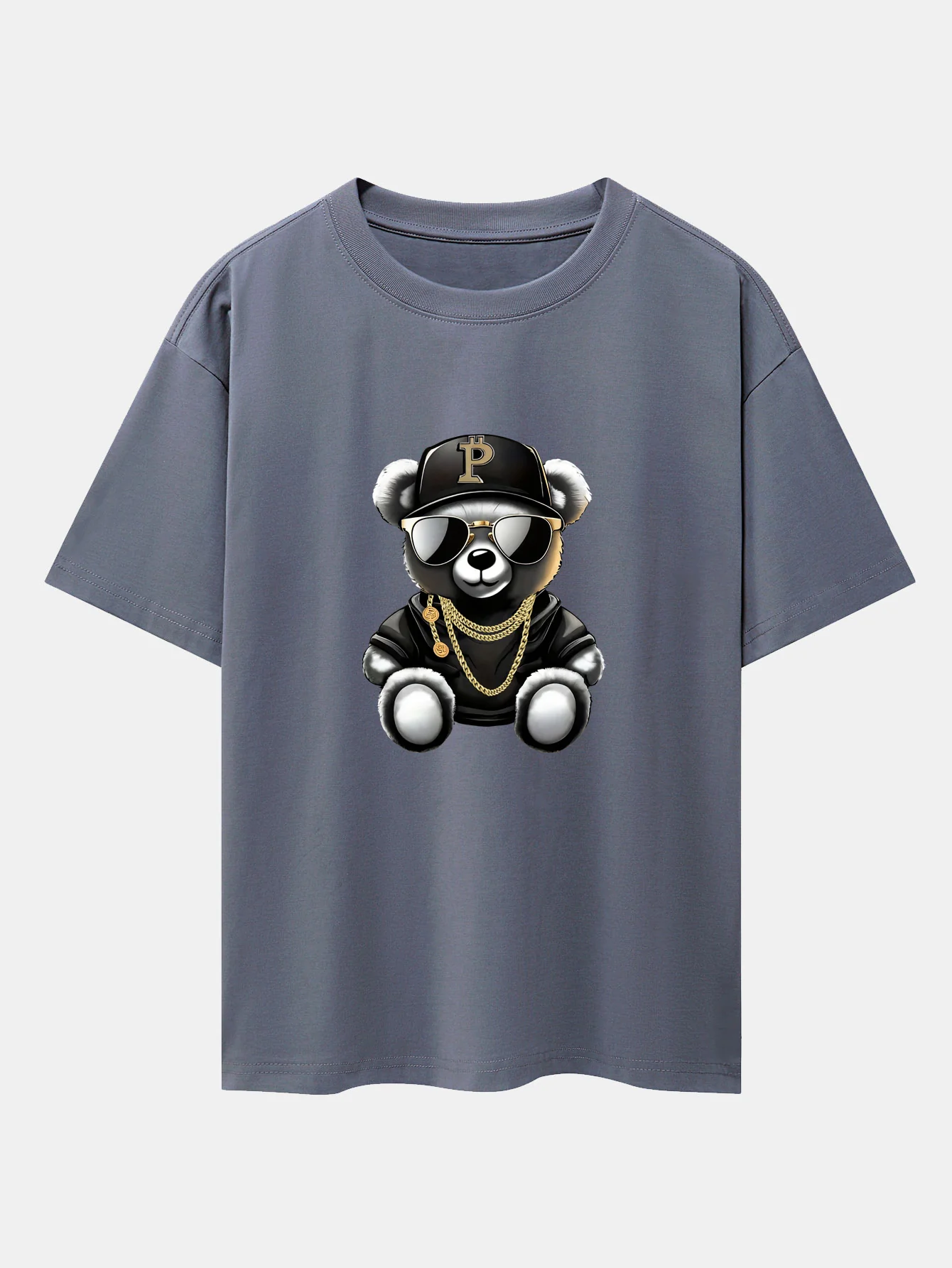 Hip Hop Bären Druck Drop Shoulder Oversize T-Shirt - Image 4
