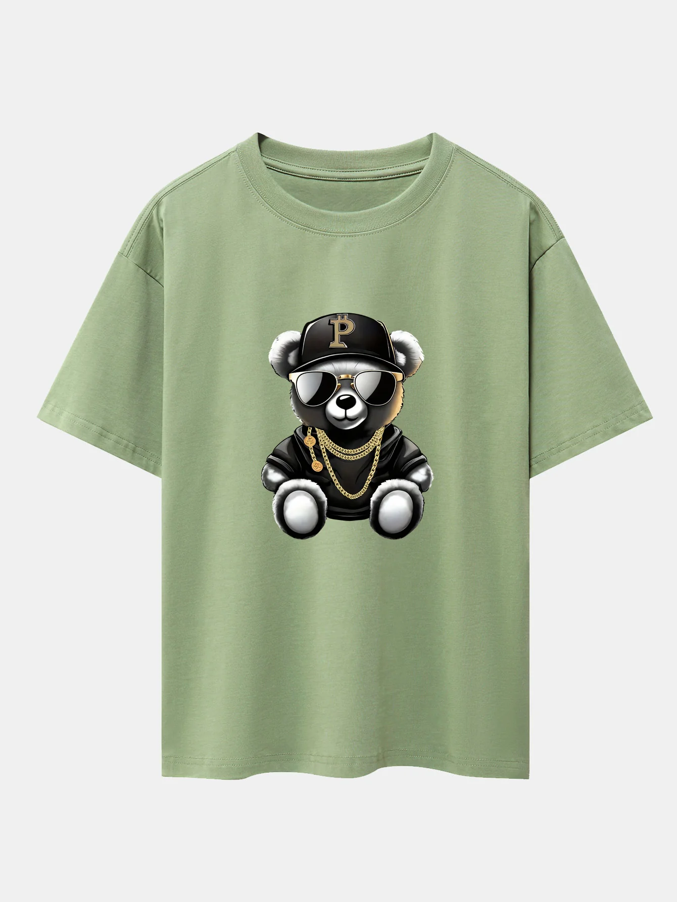 Hip Hop Bären Druck Drop Shoulder Oversize T-Shirt - Image 6