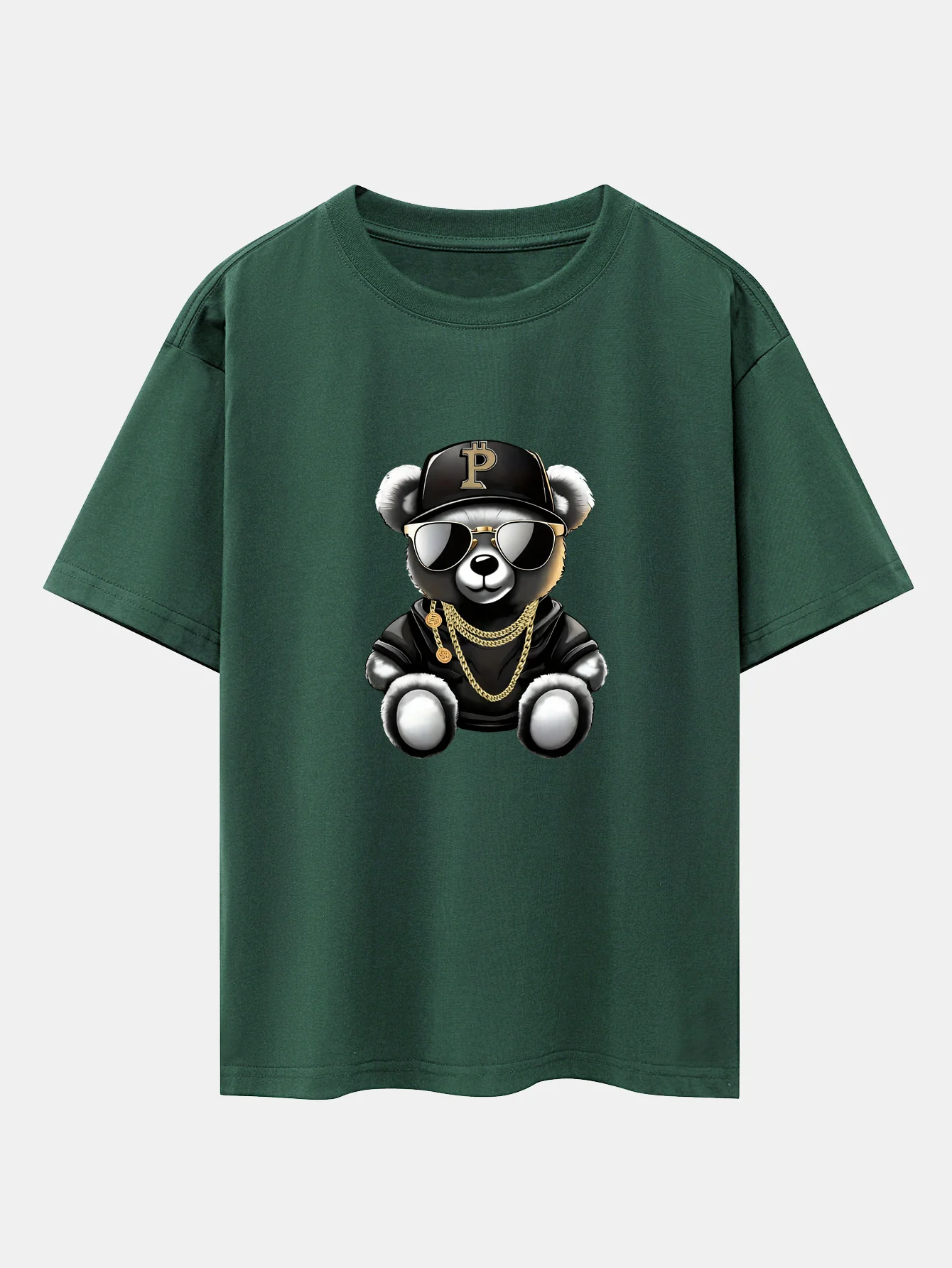 Hip Hop Bären Druck Drop Shoulder Oversize T-Shirt - Image 7