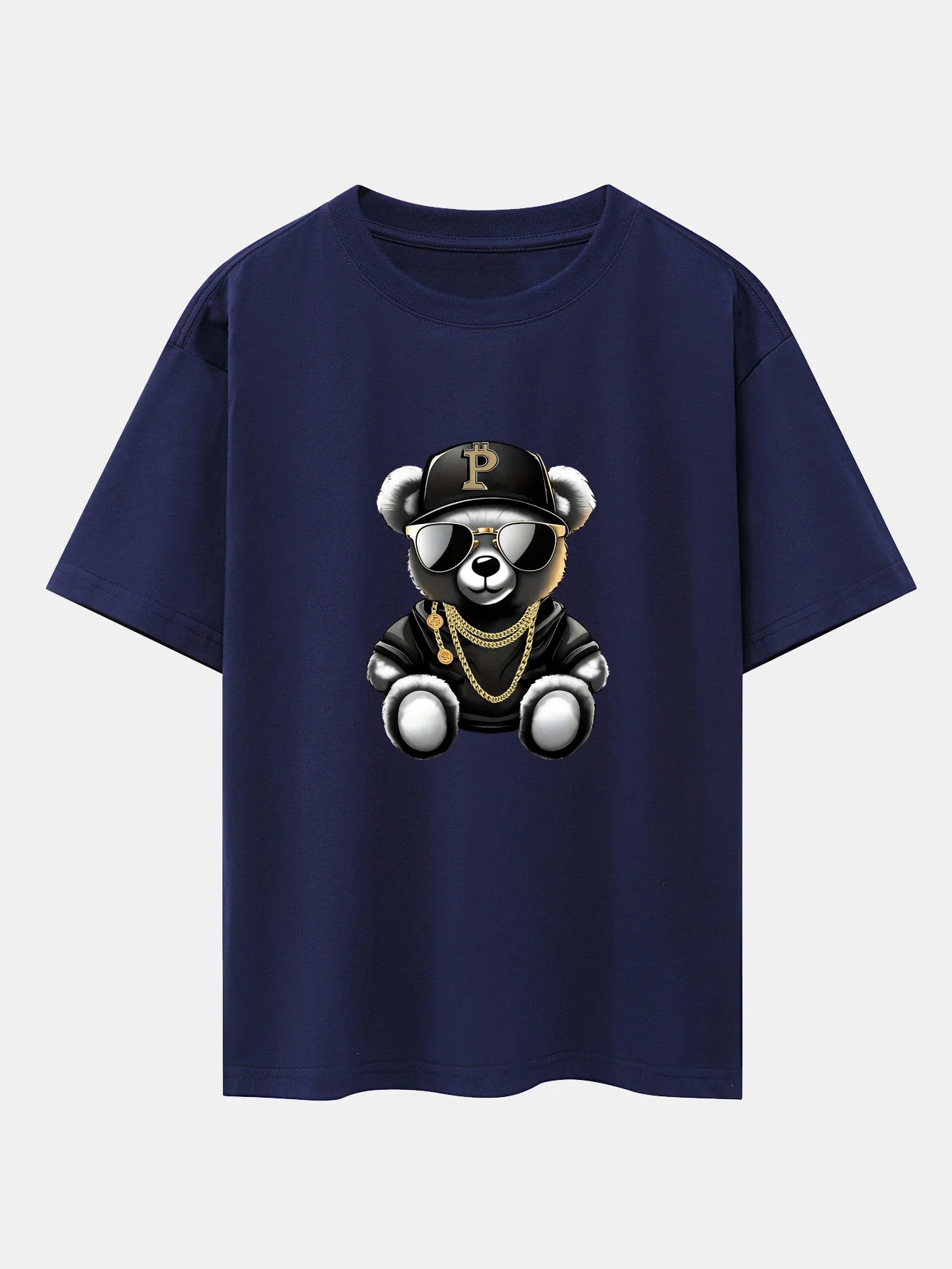 Hip Hop Bären Druck Drop Shoulder Oversize T-Shirt - Image 8