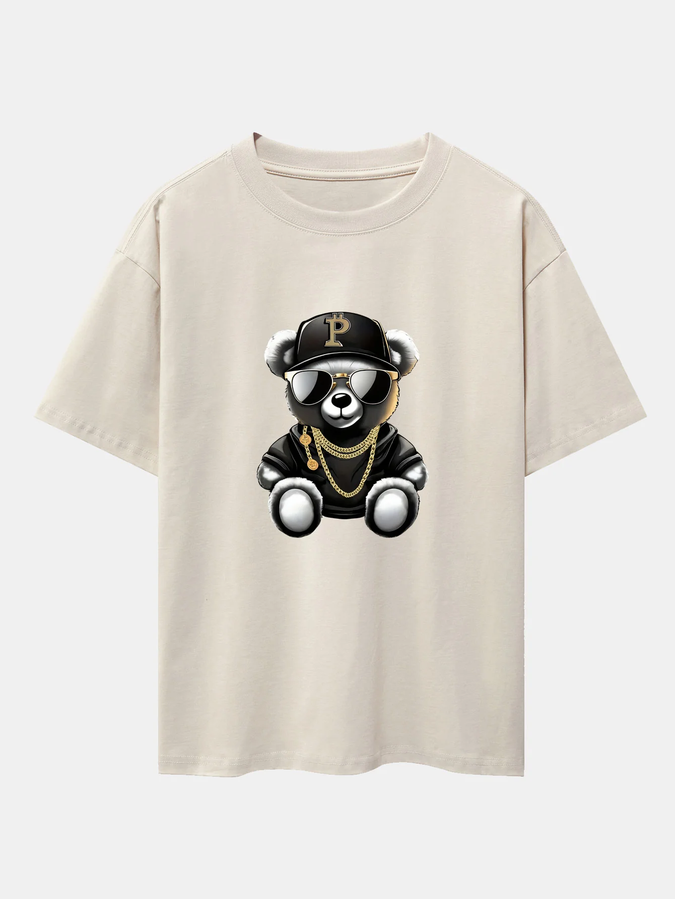 Hip Hop Bären Druck Drop Shoulder Oversize T-Shirt - Image 9