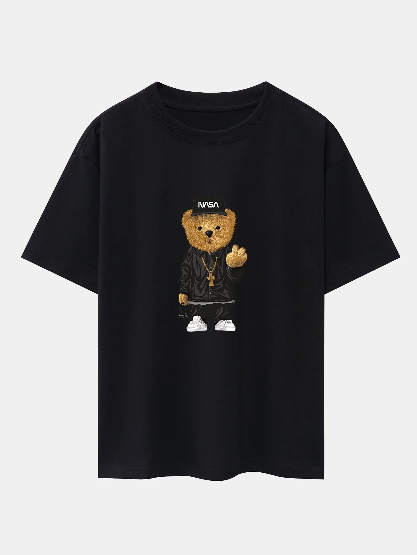 Hip Hop Bären Druck Schwergewicht Übergröße T-Shirt - Image 2