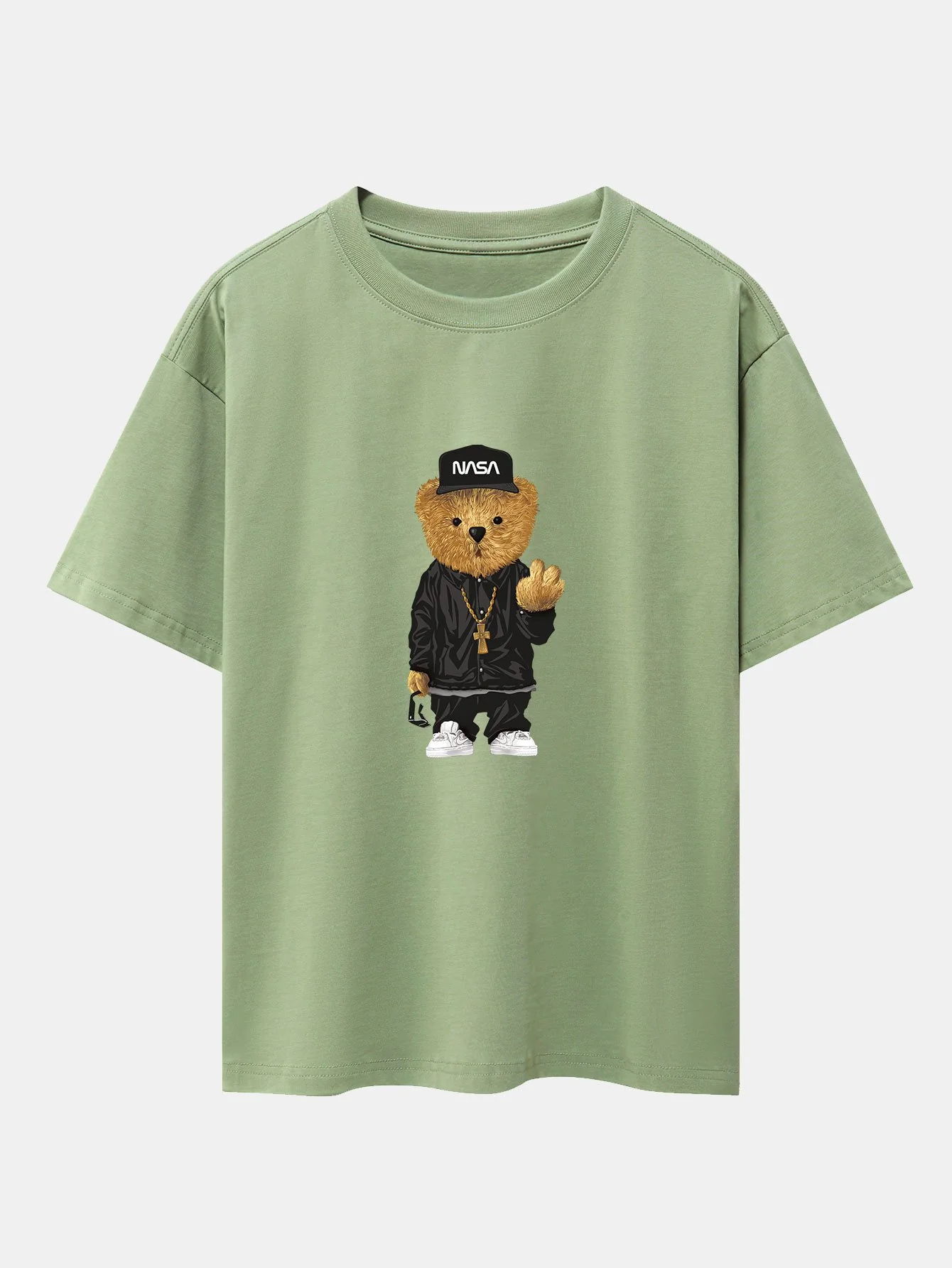 Hip Hop Bären Druck Schwergewicht Übergröße T-Shirt - Image 5