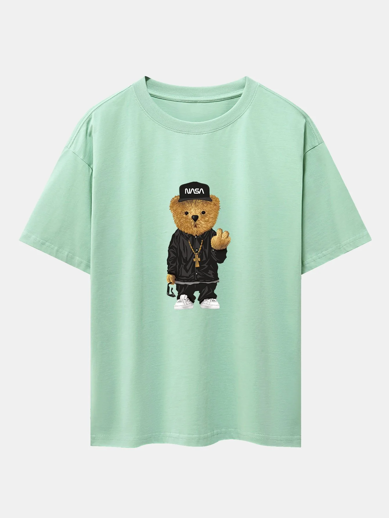 Hip Hop Bären Druck Schwergewicht Übergröße T-Shirt - Image 6
