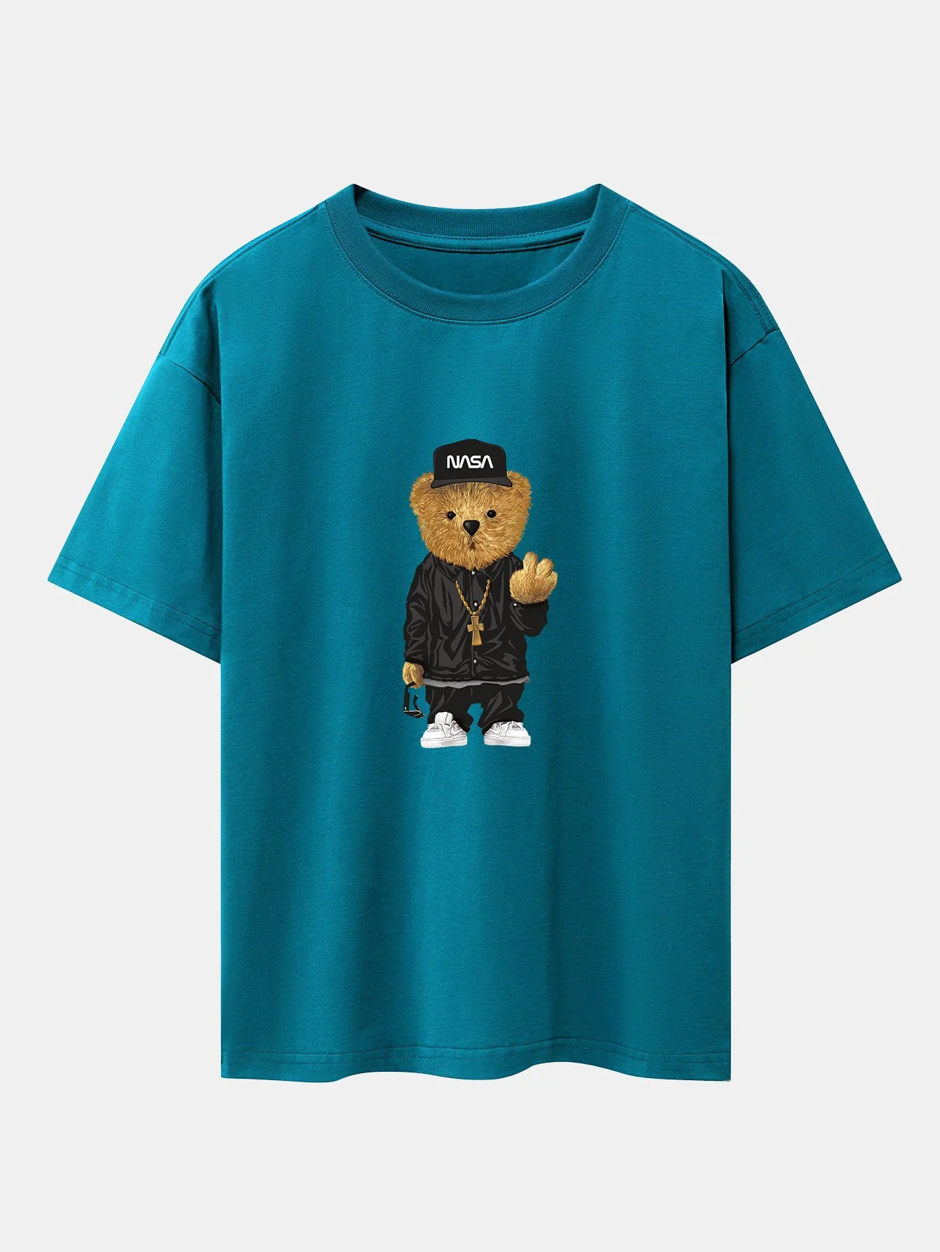 Hip Hop Bären Druck Schwergewicht Übergröße T-Shirt - Image 7