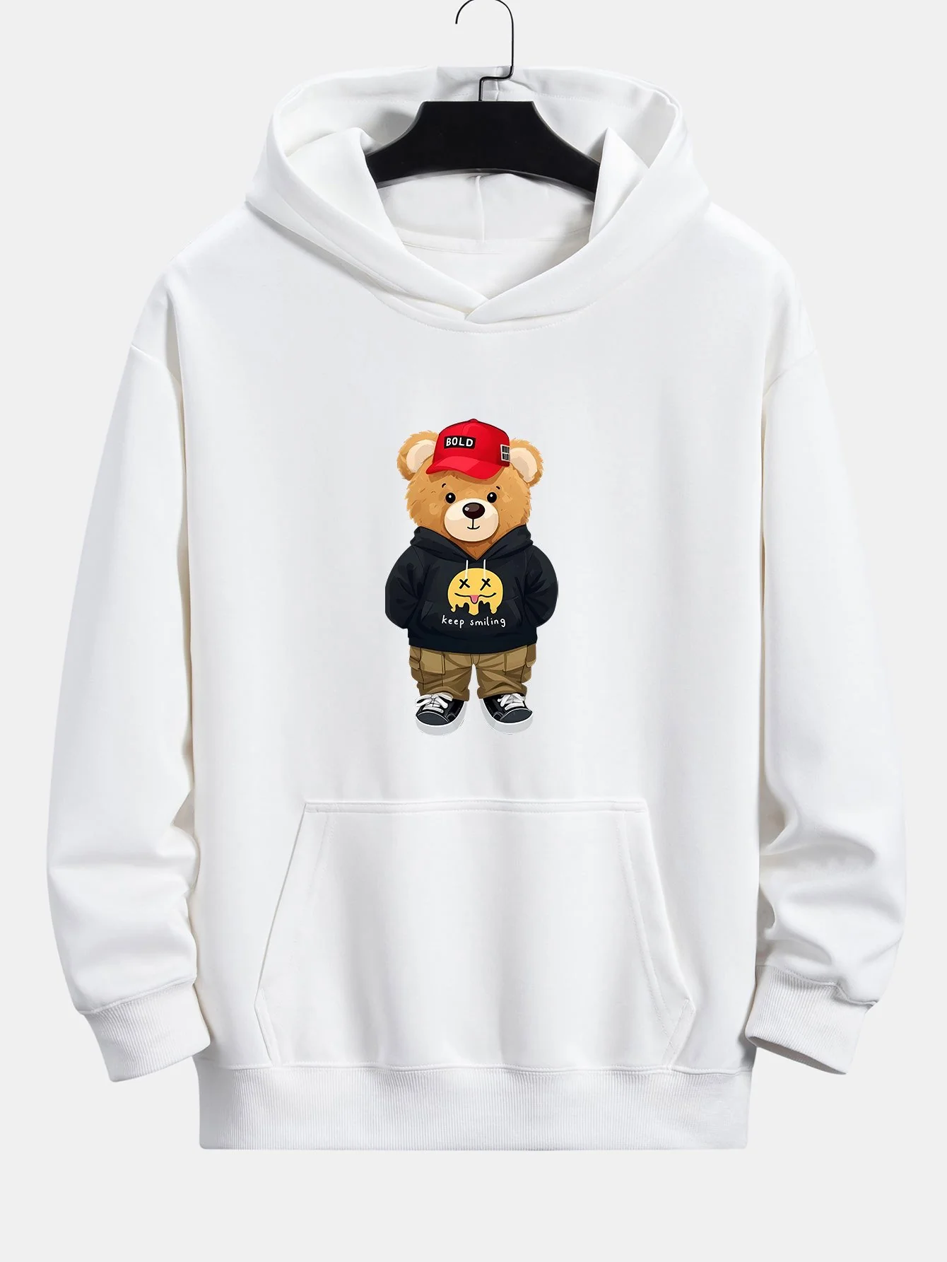 Hip Hop Bären Druck Relaxed Fit Hoodie - Image 4