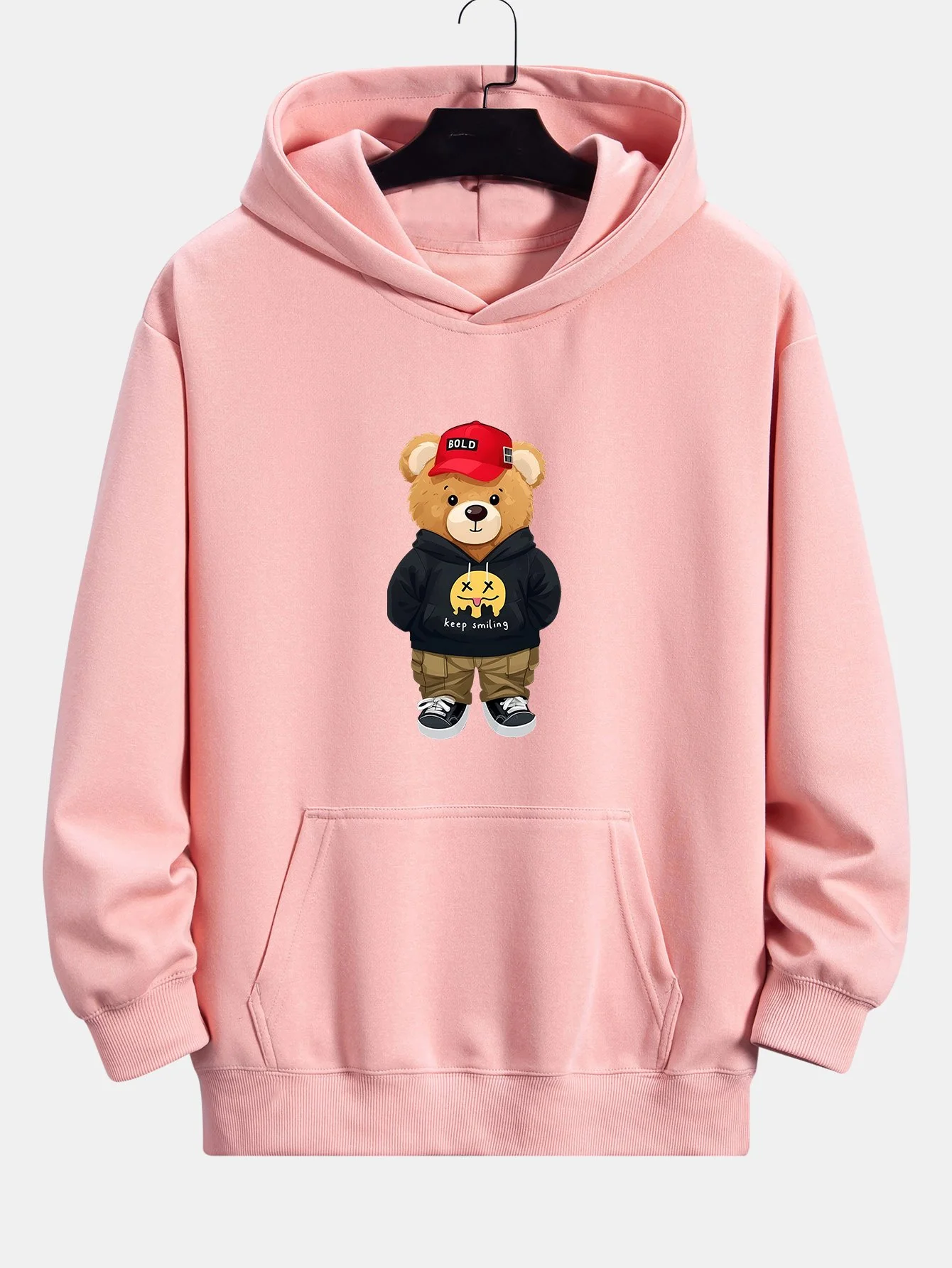 Hip Hop Bären Druck Relaxed Fit Hoodie - Image 5