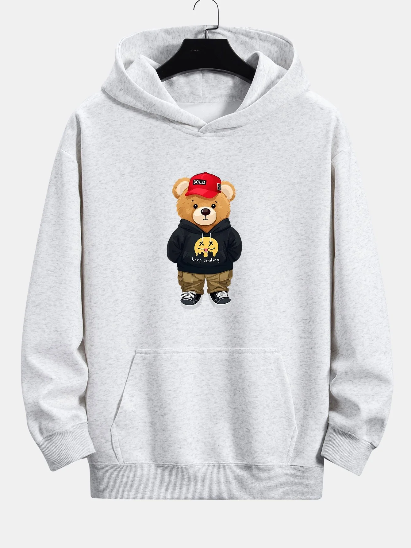 Hip Hop Bären Druck Relaxed Fit Hoodie - Image 6