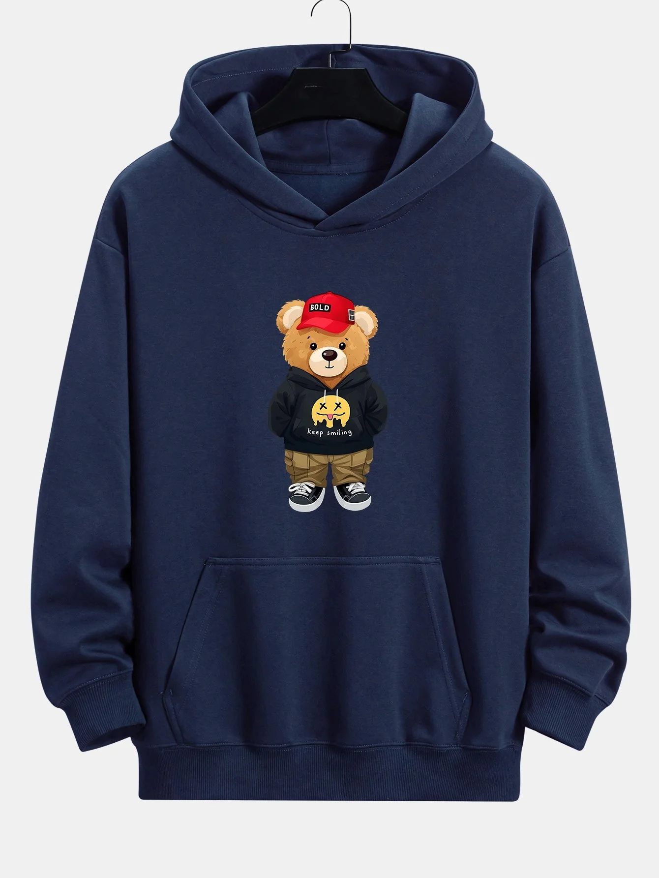 Hip Hop Bären Druck Relaxed Fit Hoodie - Image 7