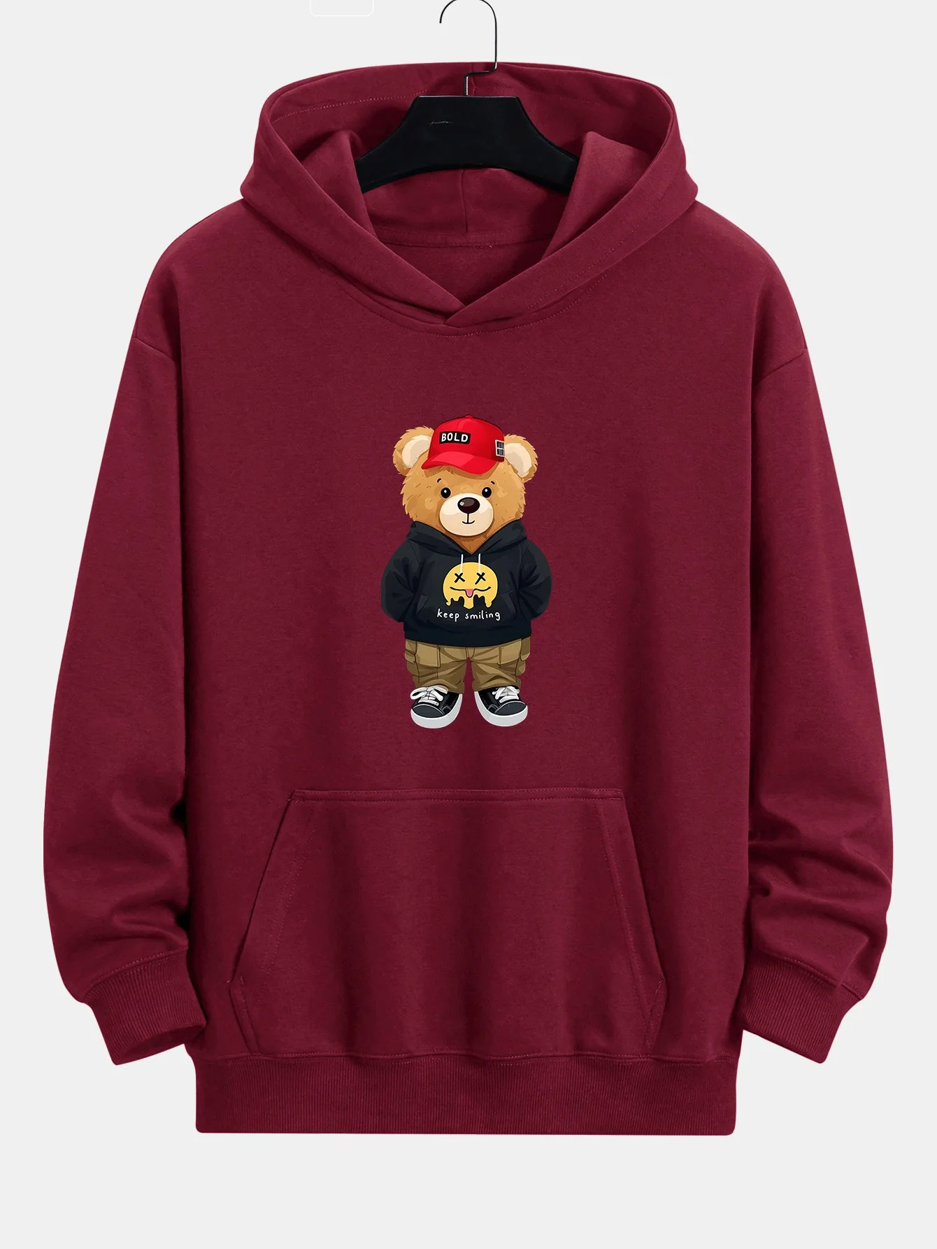 Hip Hop Bären Druck Relaxed Fit Hoodie - Image 8