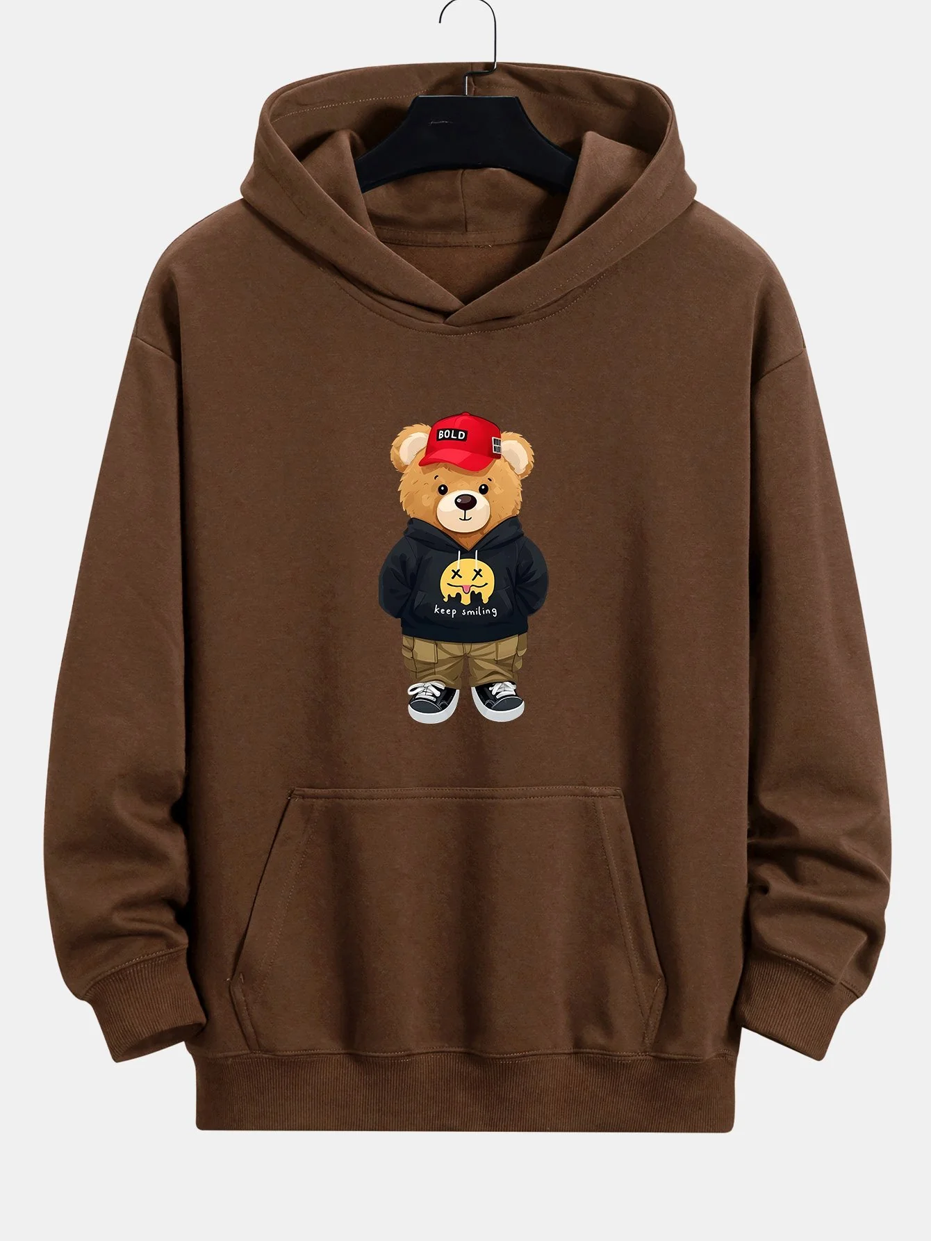 Hip Hop Bären Druck Relaxed Fit Hoodie - Image 9