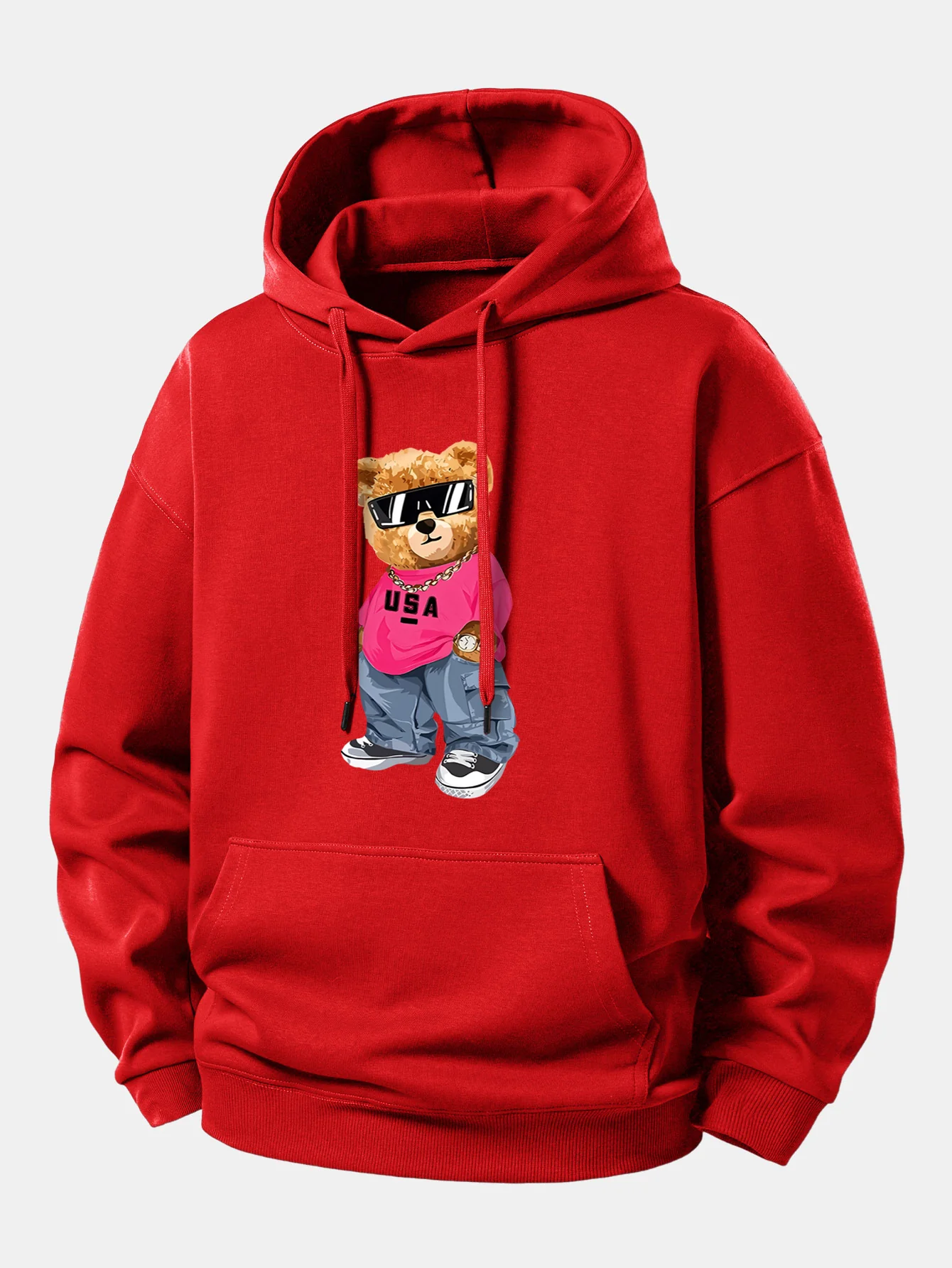 Hip Hop Bear Print Relax Fit Hoodie - Image 11