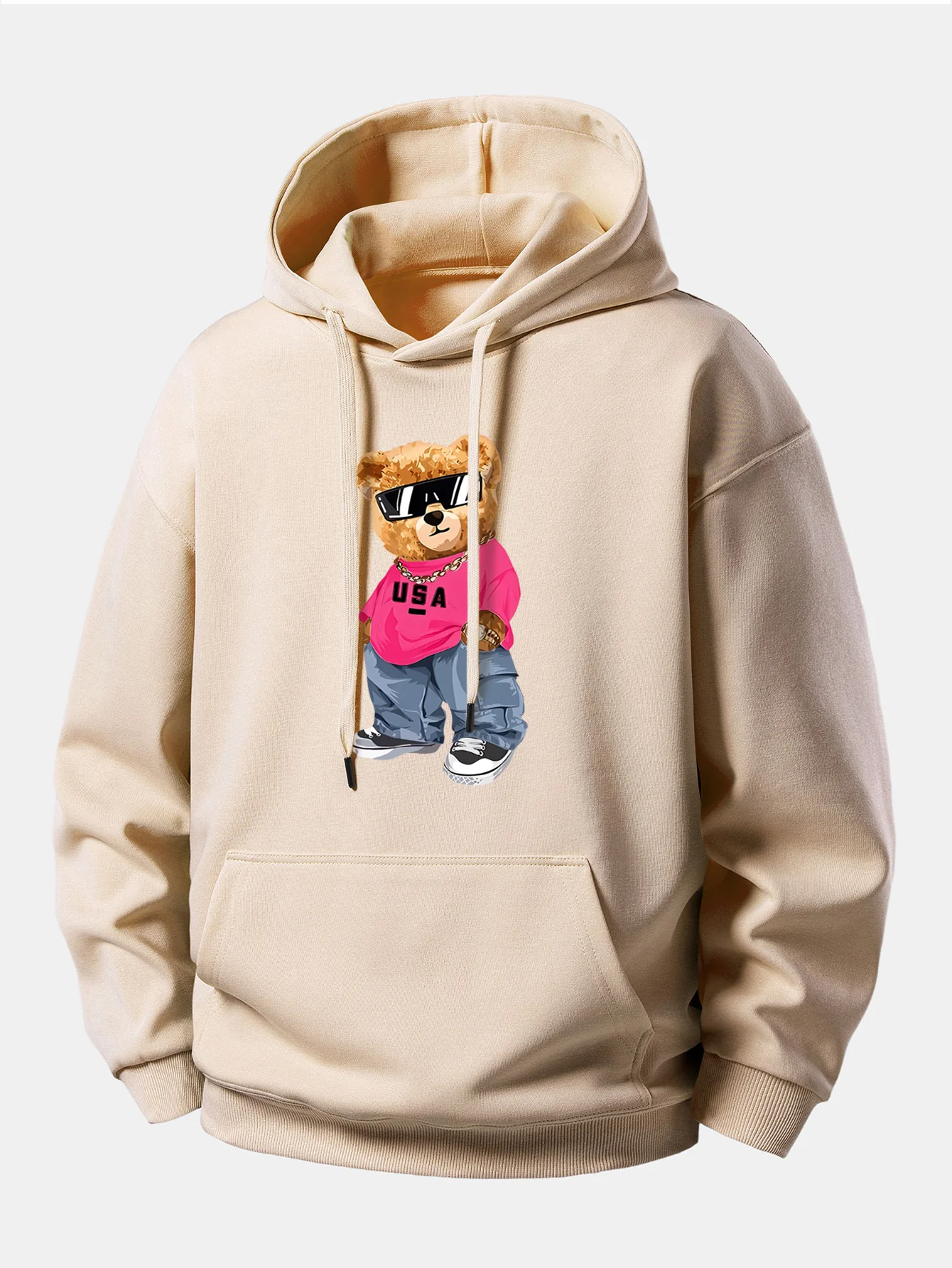 Hip Hop Bear Print Relax Fit Hoodie - Image 2