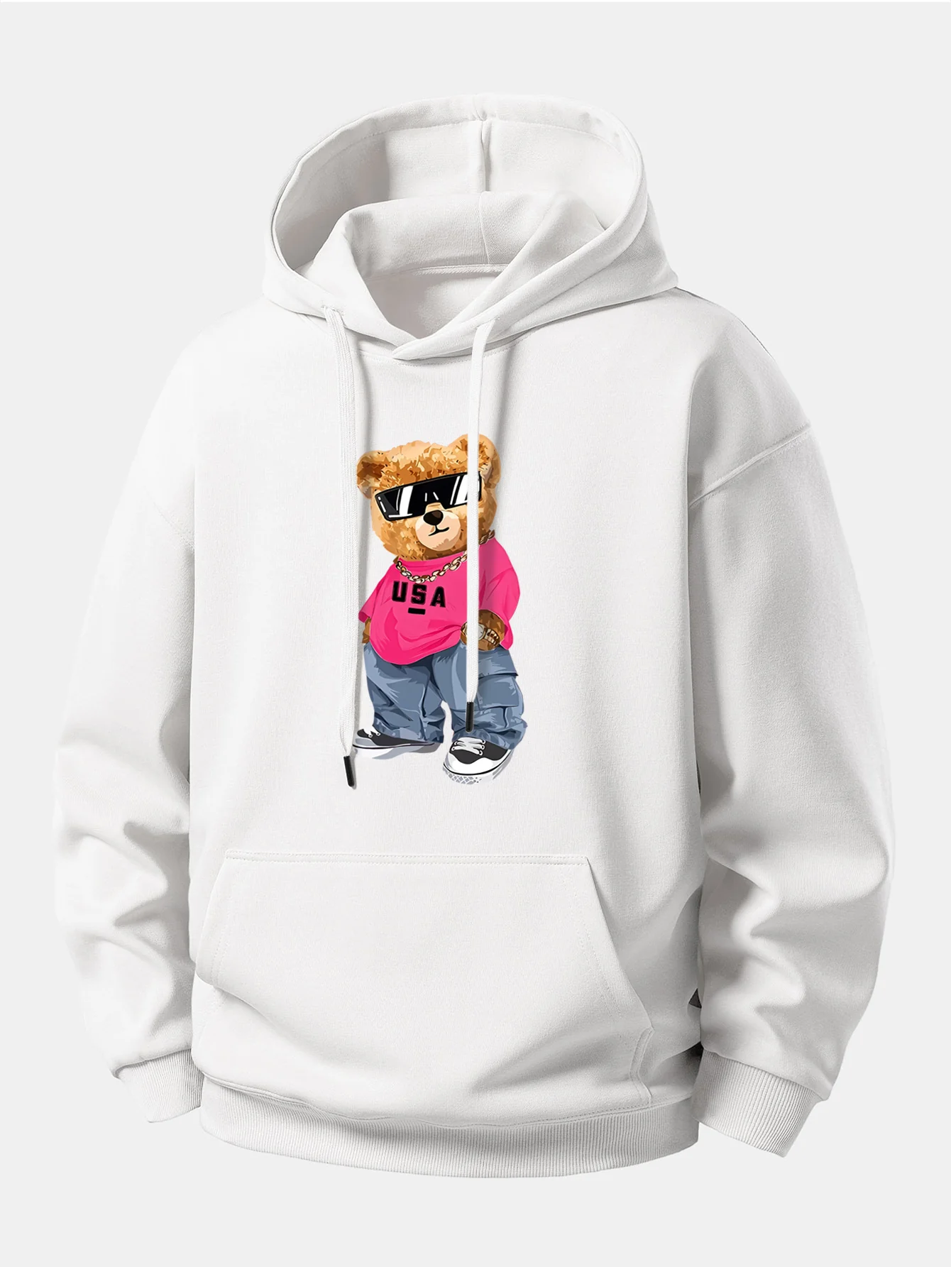 Hip Hop Bear Print Relax Fit Hoodie - Image 4