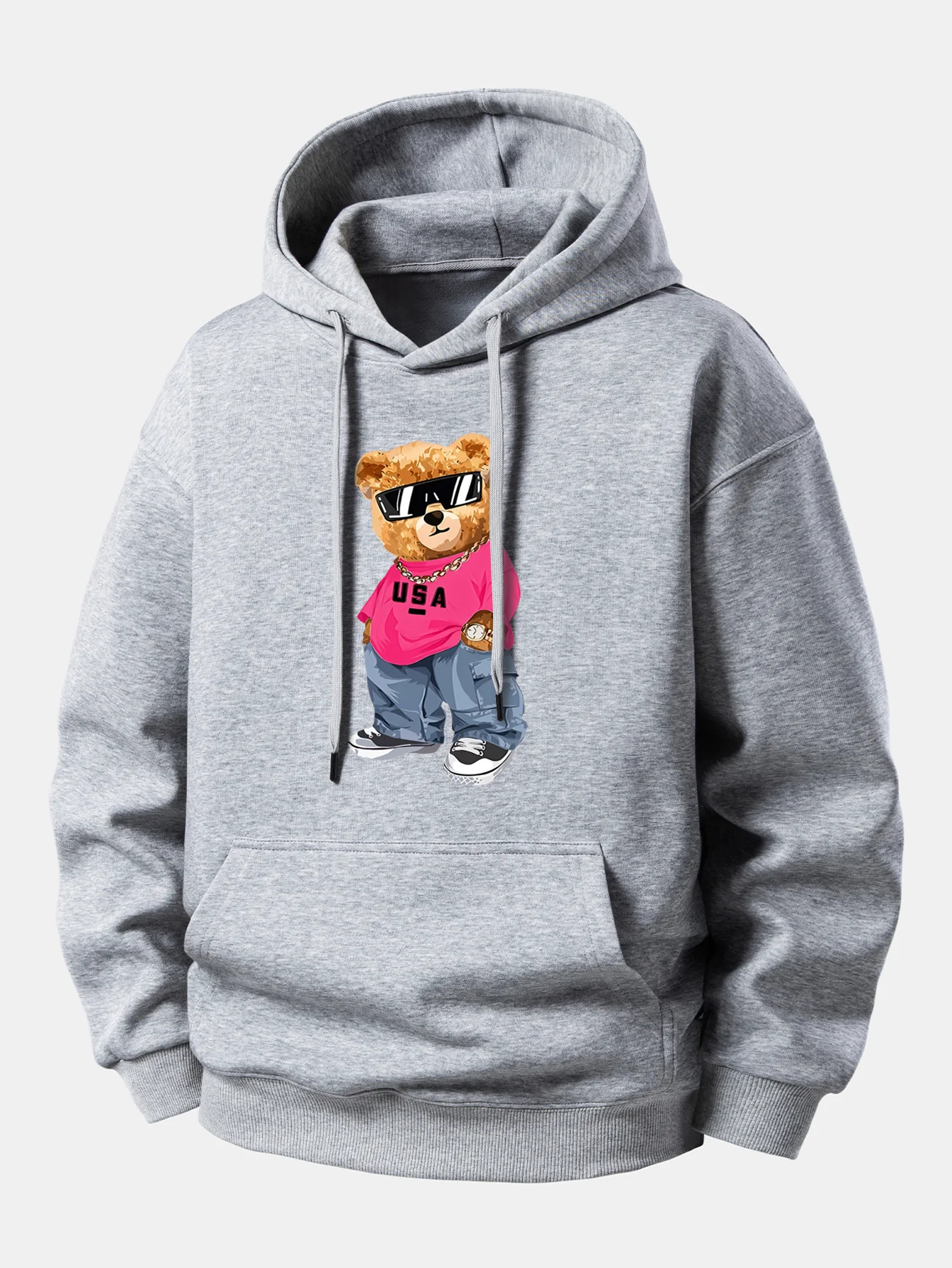 Hip Hop Bear Print Relax Fit Hoodie - Image 5