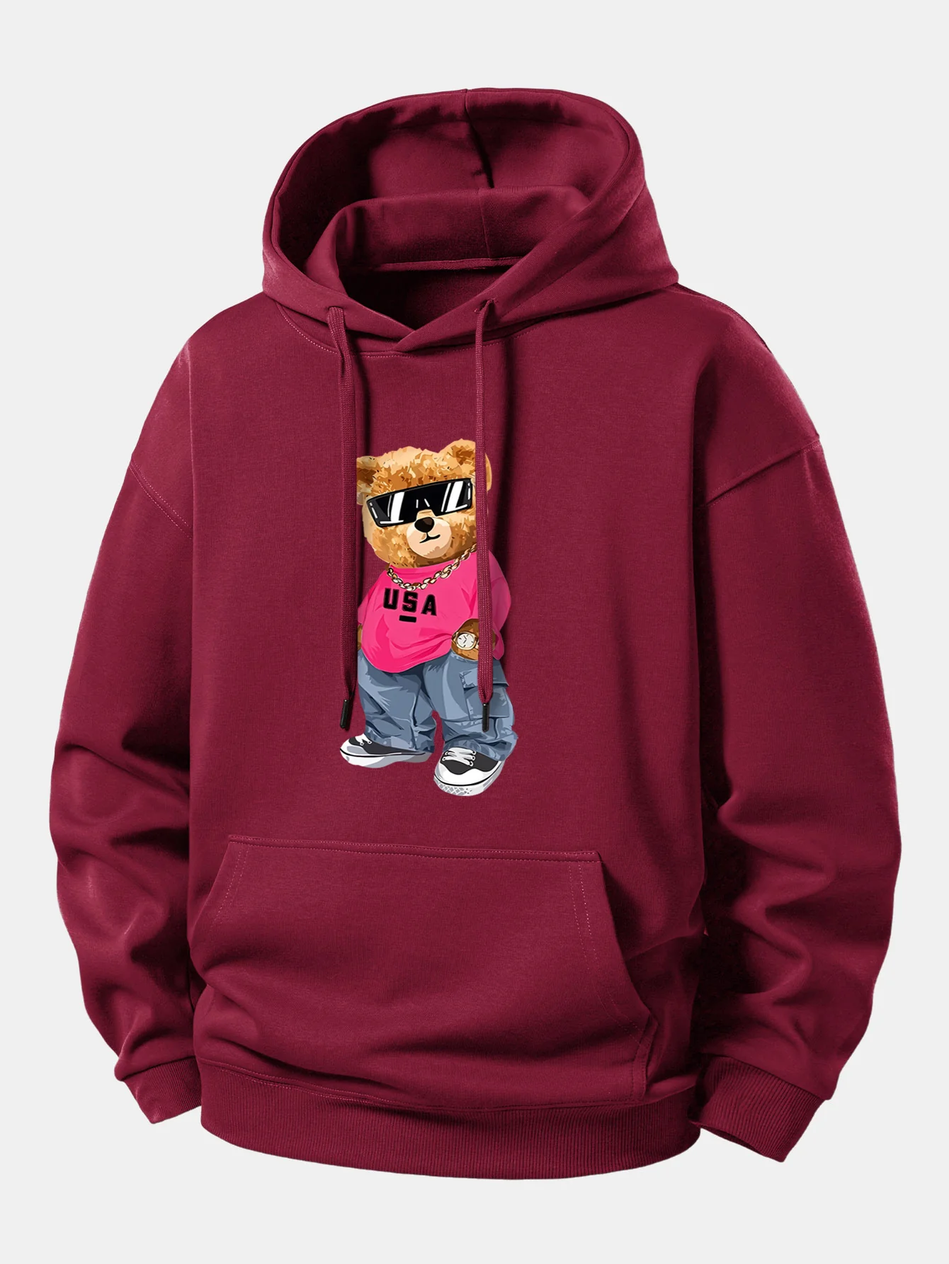 Hip Hop Bear Print Relax Fit Hoodie - Image 6